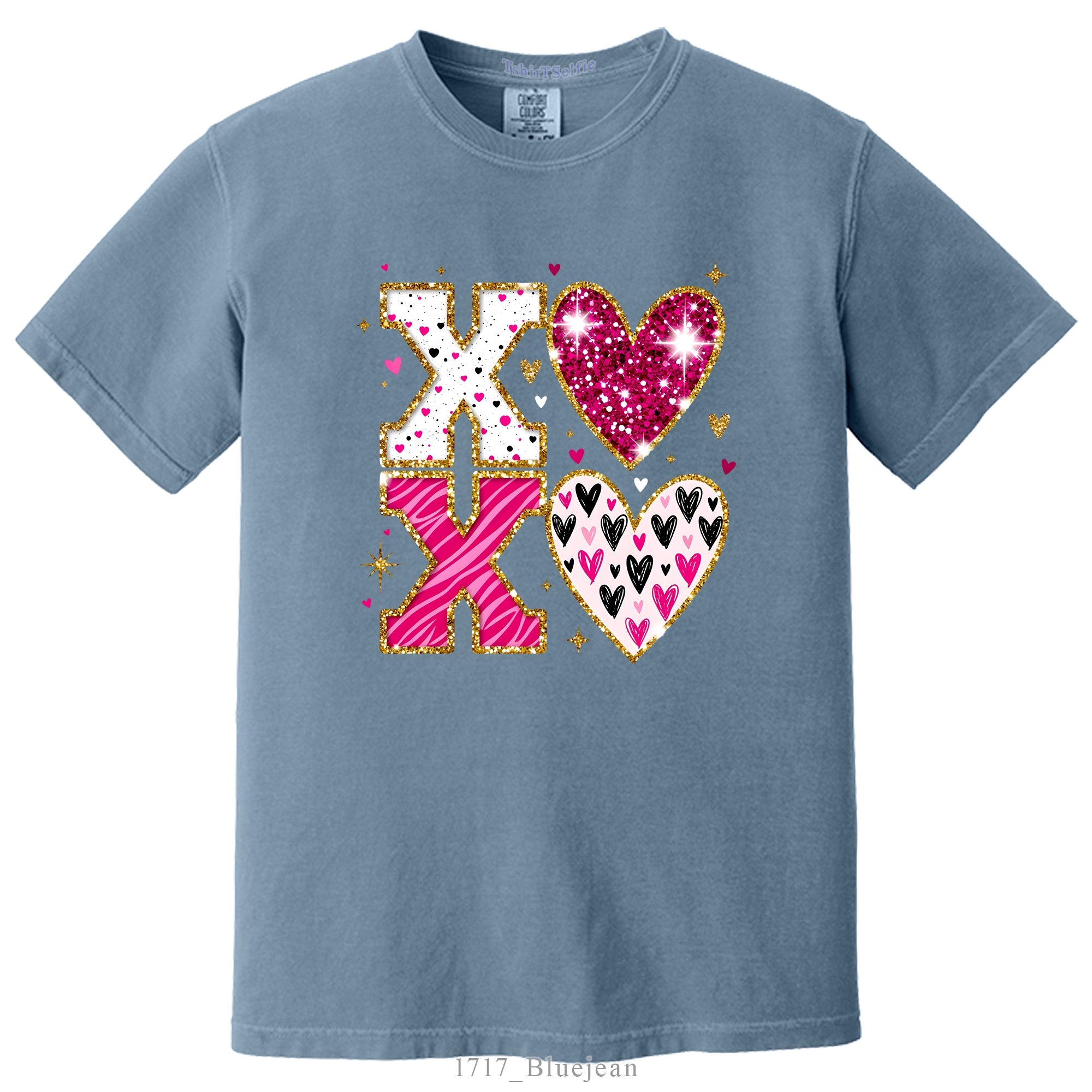 Sparkling XOXO Valentines Day Themed DTF Printed T-Shirt