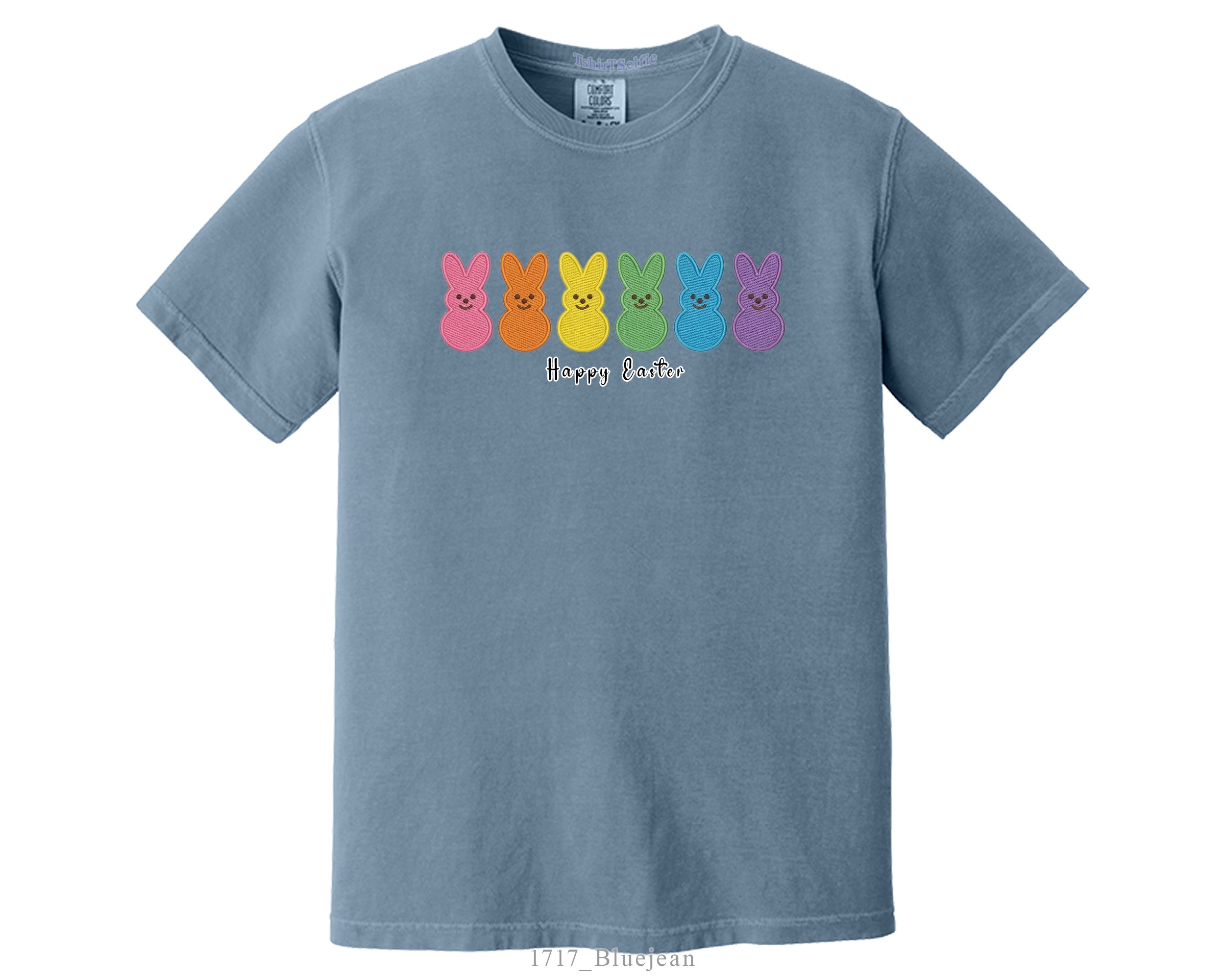Rainbow Peeps Bunny Happy Easter Shirt - Festive Spring Holiday Graphic Tee