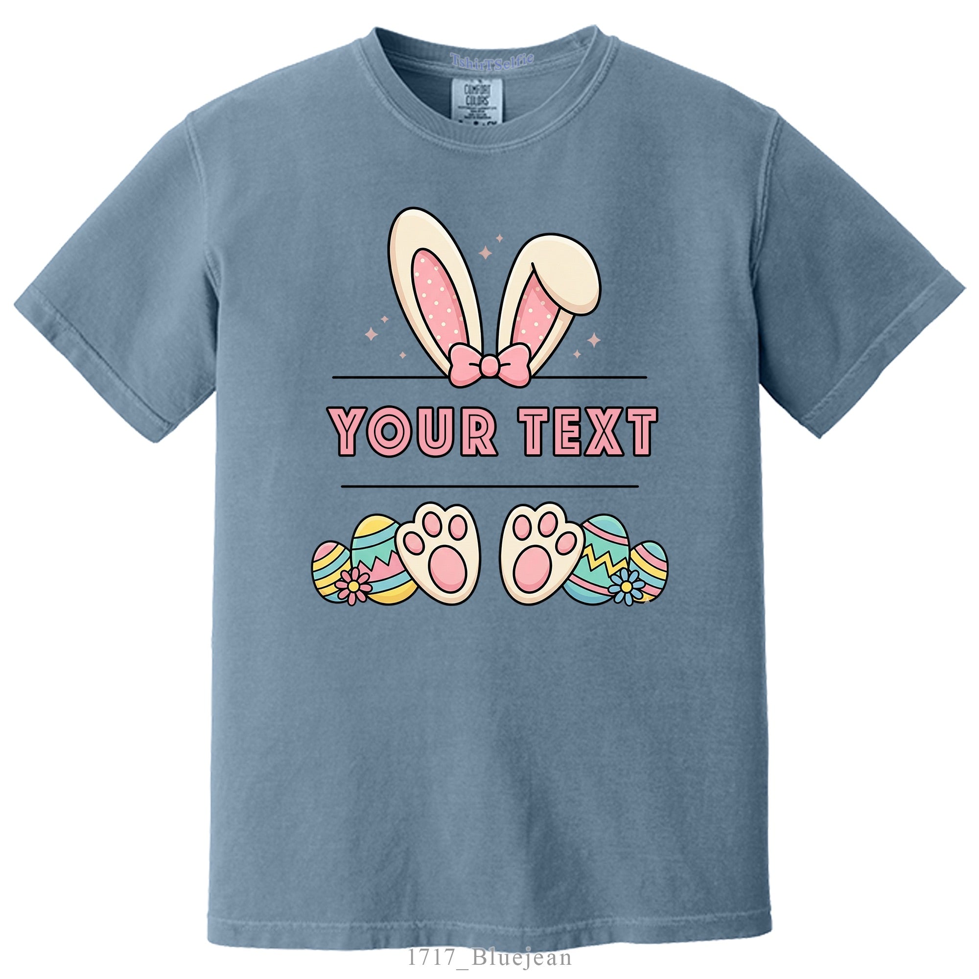 Easter Bunny Ears and Feet Themed DTF Printed Customizable T-Shirt