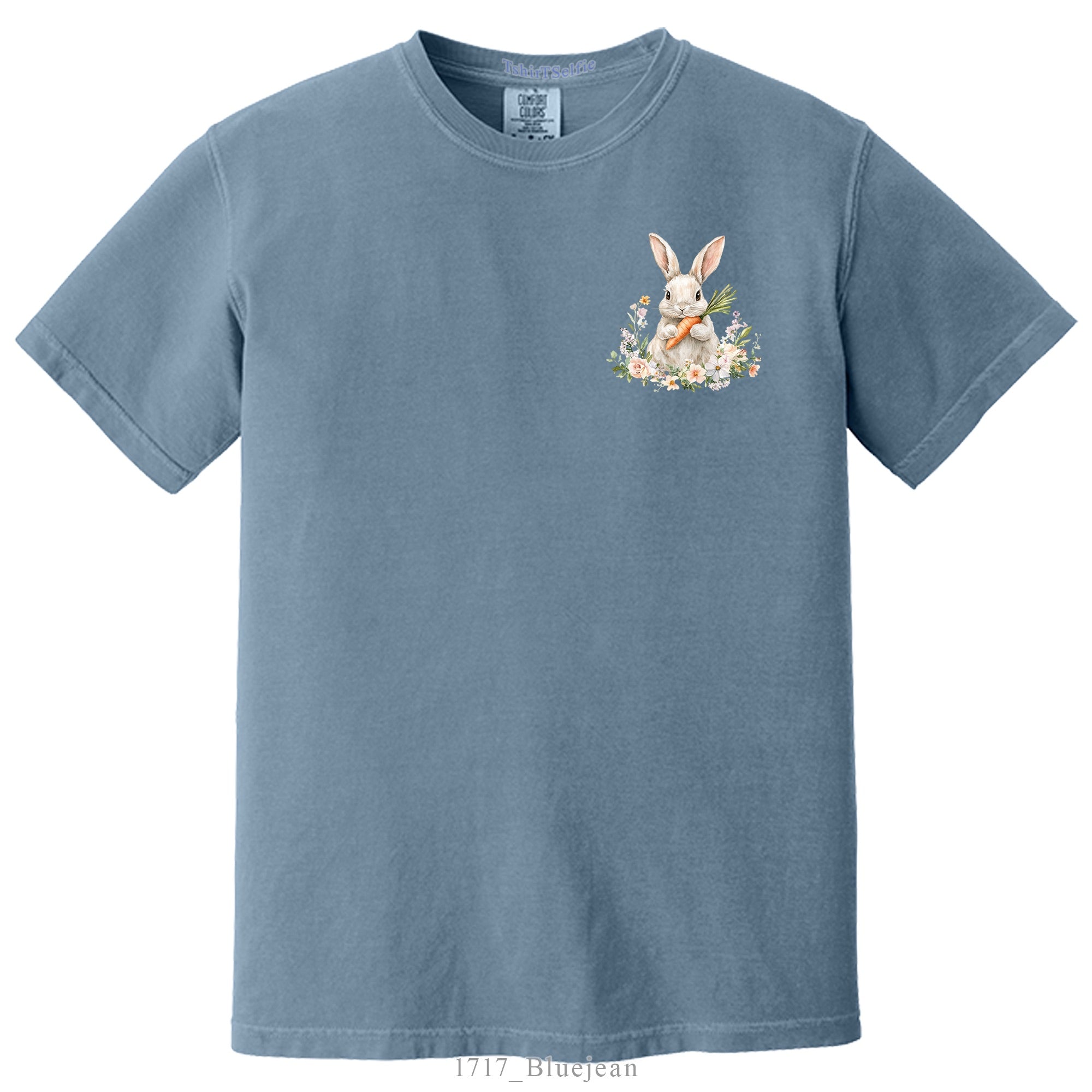 Patchwork Pattern Bunny with Heart Glasses Easter DTF Printed T-Shirt