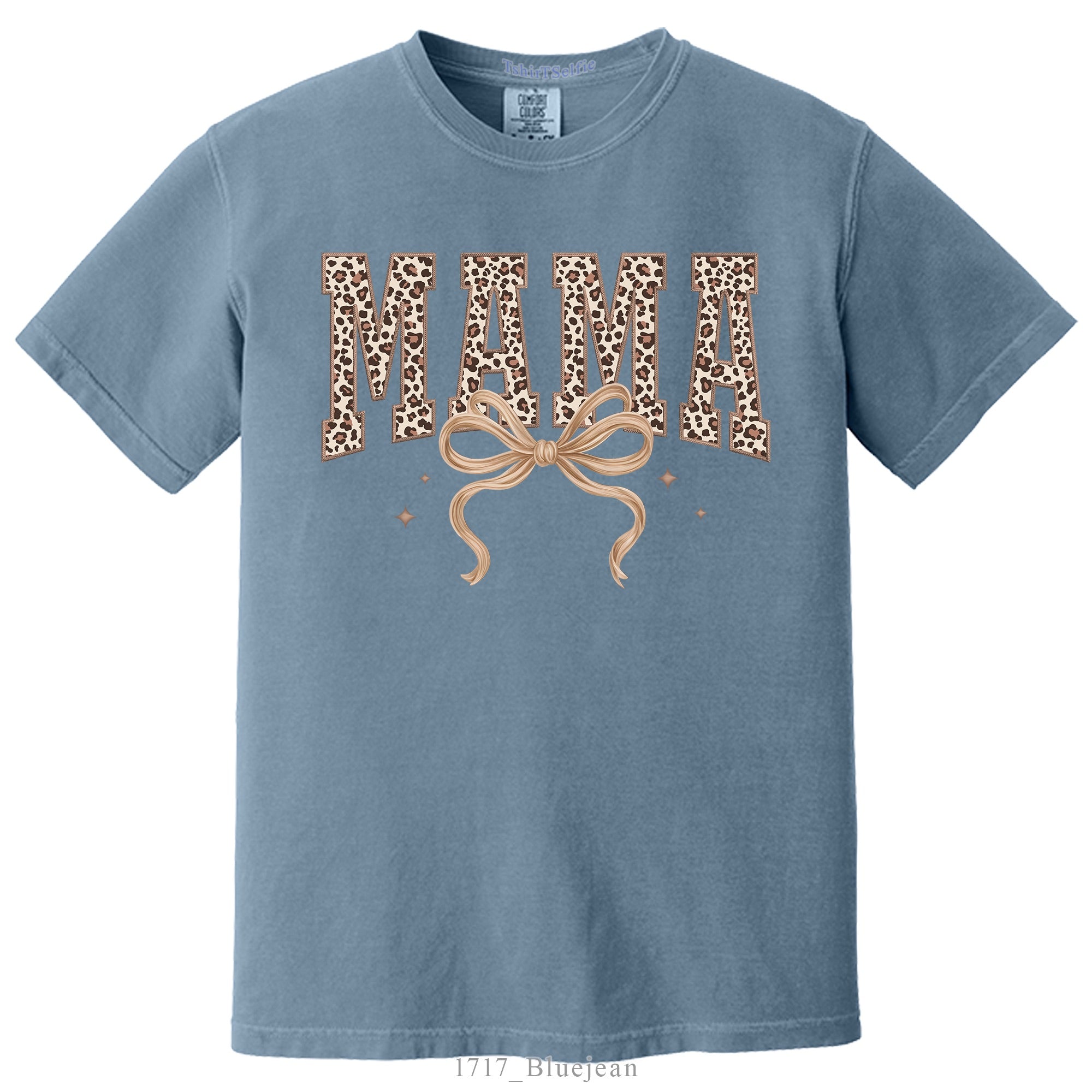 Leopard Print Mama Lettered with Bow Detail DTF Printed T-Shirt