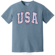 USA Flag T-Shirt Blue Jean Comfort Colors 1776 Independence Day Patriotic Top