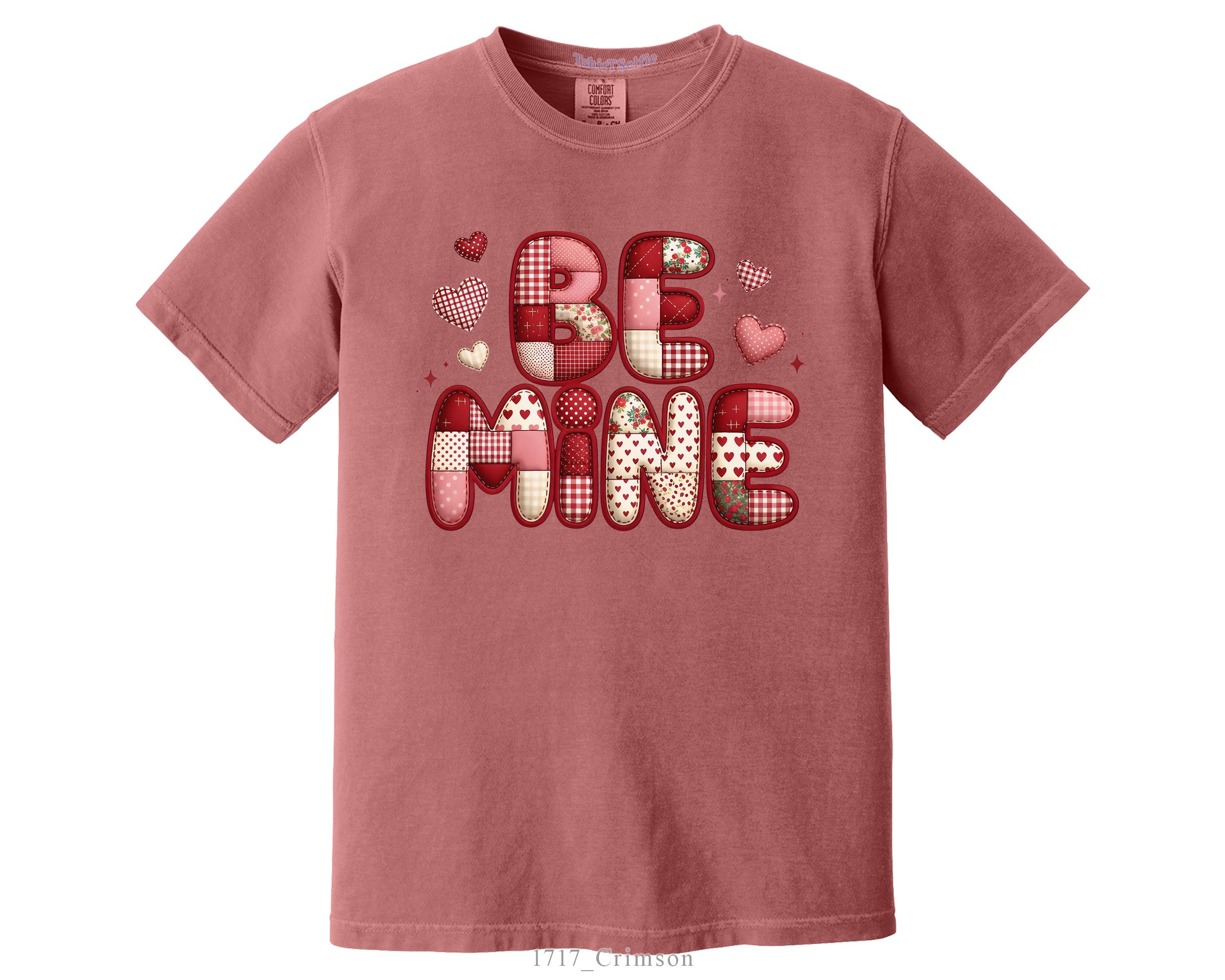 Be Mine Patchwork Heart Valentine’s Day T-Shirt - Retro Aesthetic Comfort Fit Graphic Tee