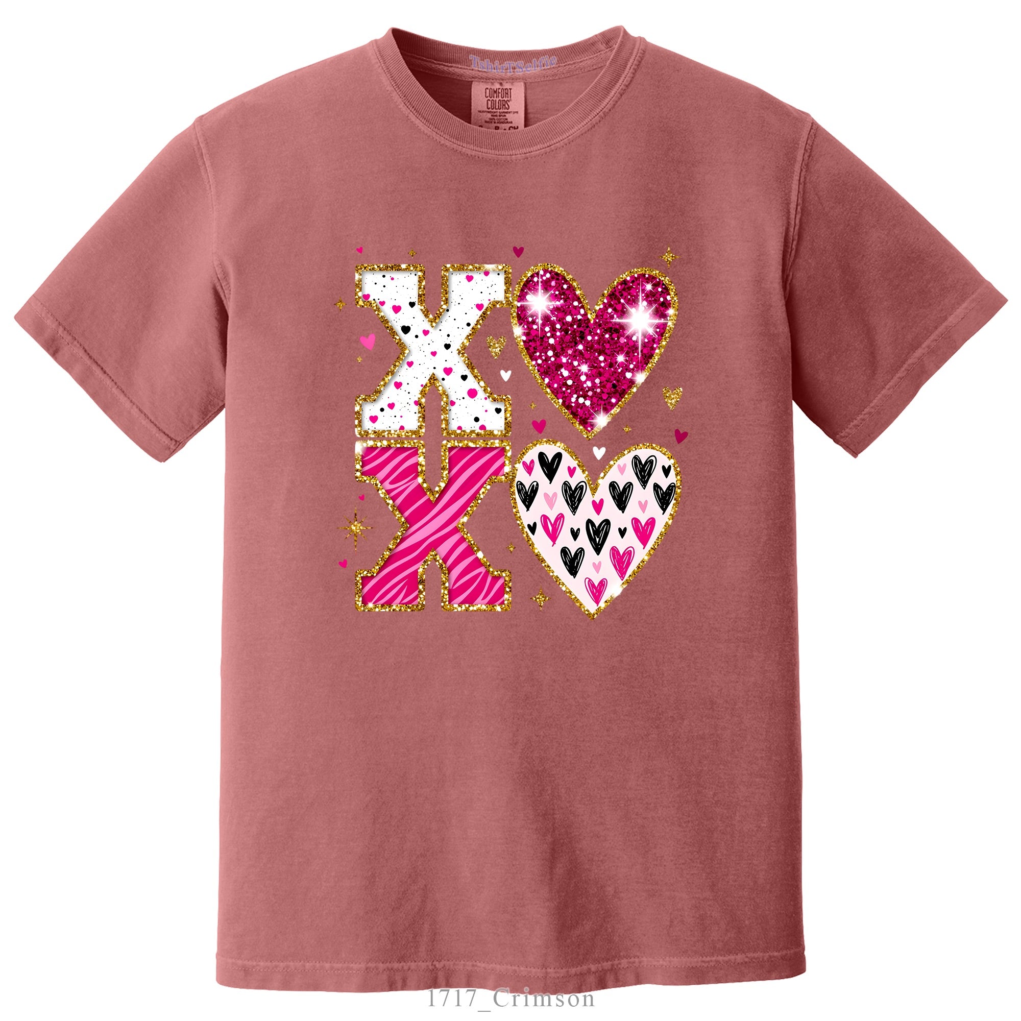 Sparkling XOXO Valentines Day Themed DTF Printed T-Shirt