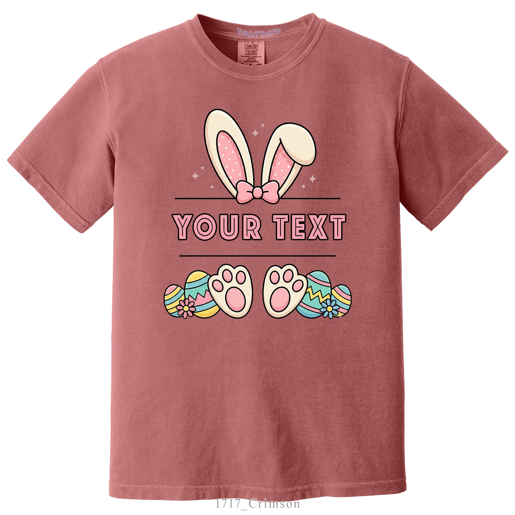 Easter Bunny Ears and Feet Themed DTF Printed Customizable T-Shirt