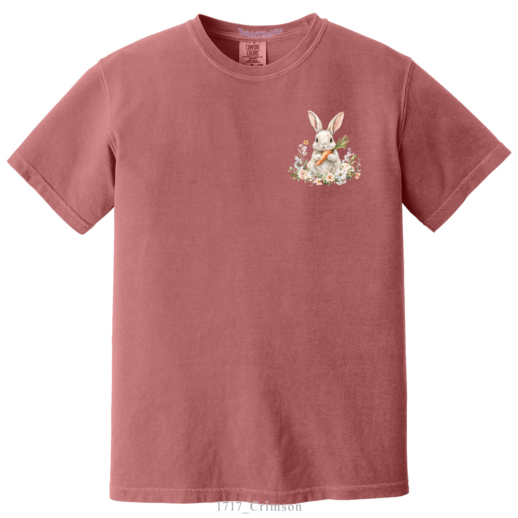 Patchwork Pattern Bunny with Heart Glasses Easter DTF Printed T-Shirt