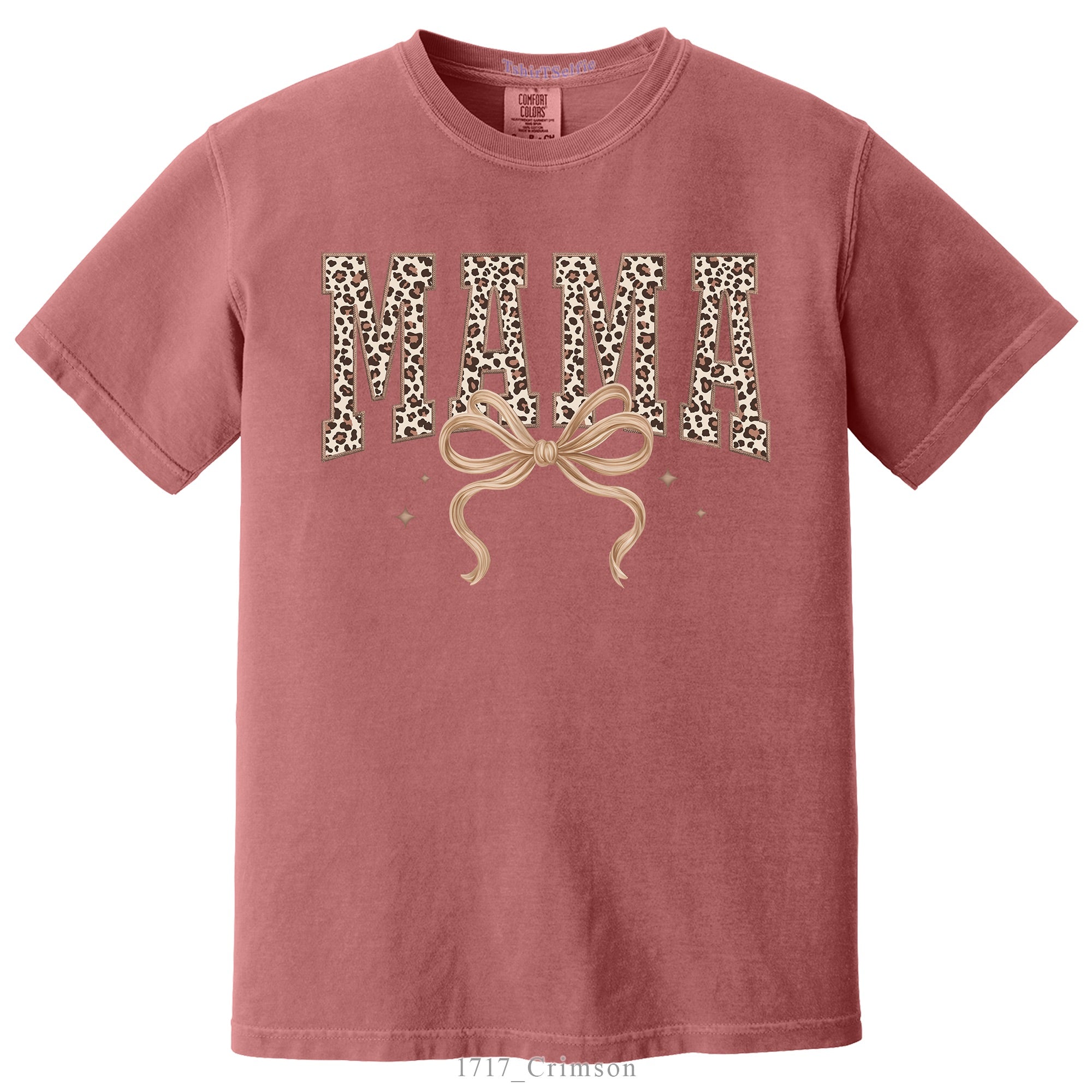 Leopard Print Mama Lettered with Bow Detail DTF Printed T-Shirt