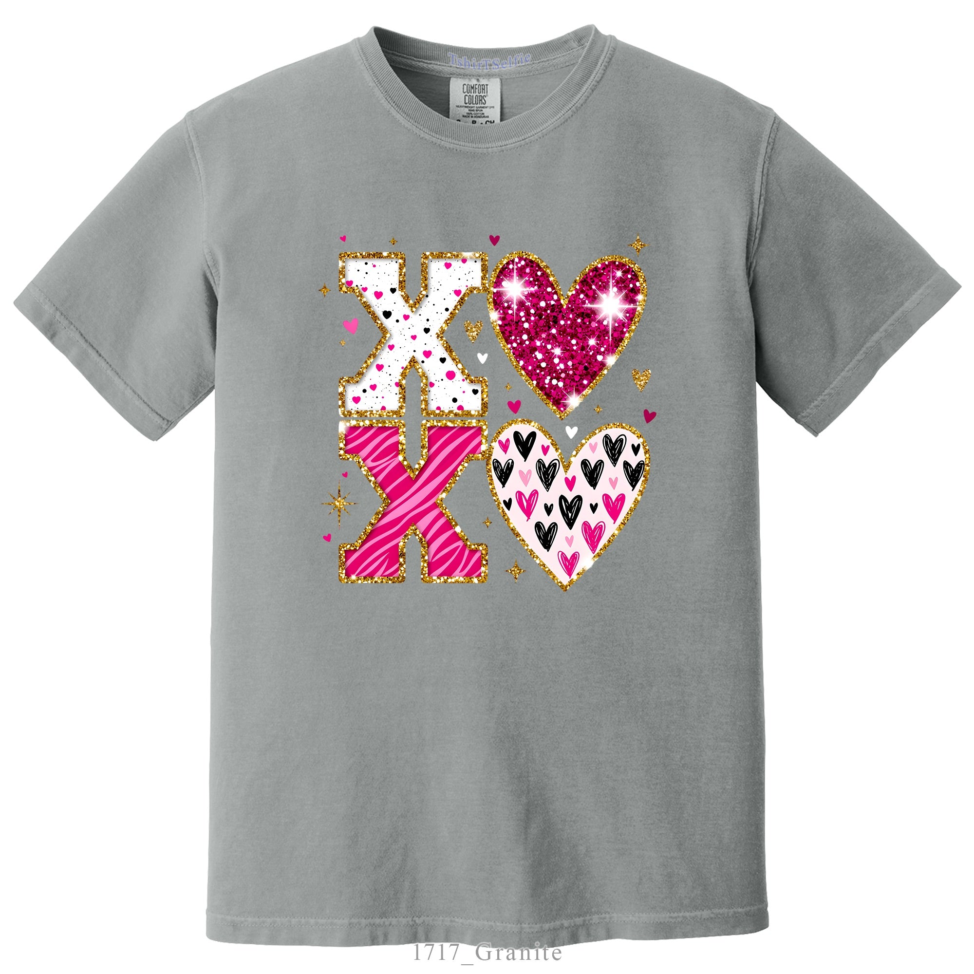 Sparkling XOXO Valentines Day Themed DTF Printed T-Shirt