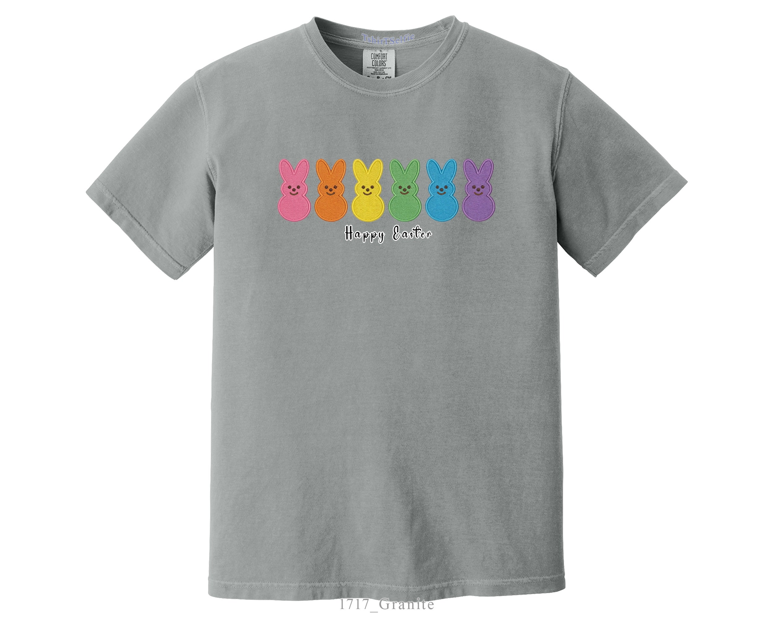 Rainbow Peeps Bunny Happy Easter Shirt - Festive Spring Holiday Graphic Tee