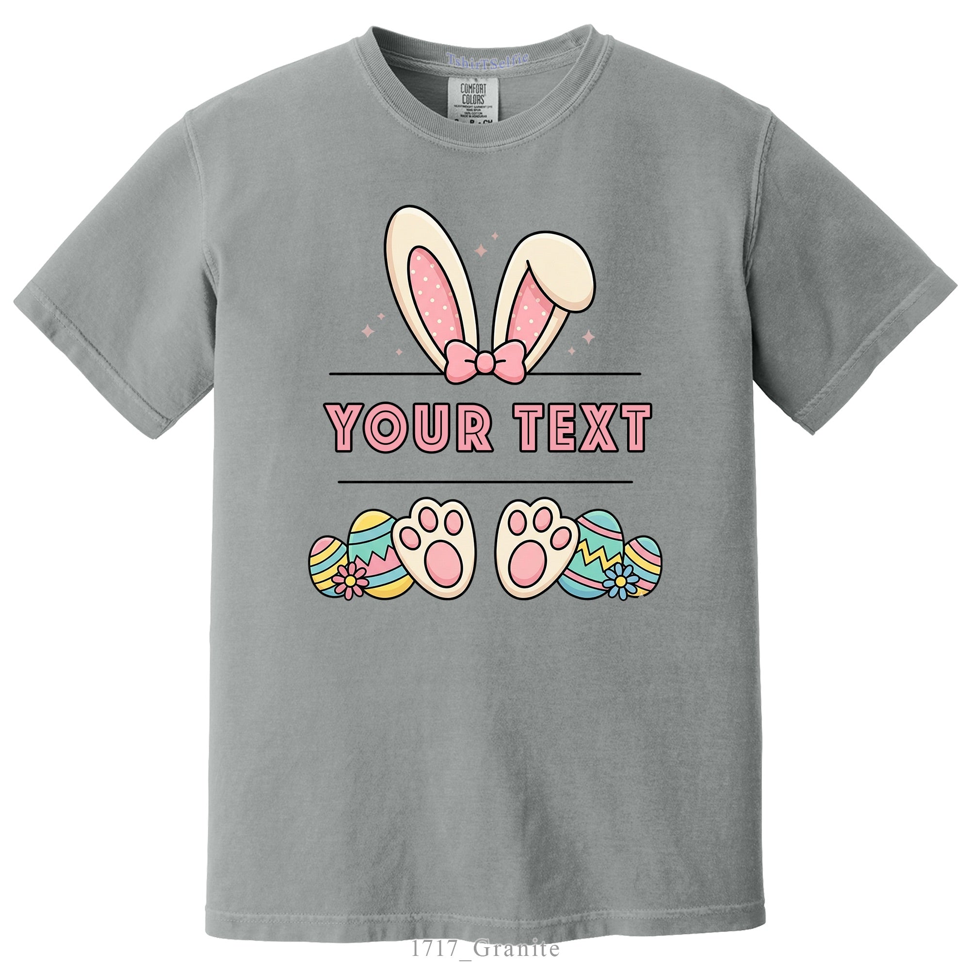 Easter Bunny Ears and Feet Themed DTF Printed Customizable T-Shirt