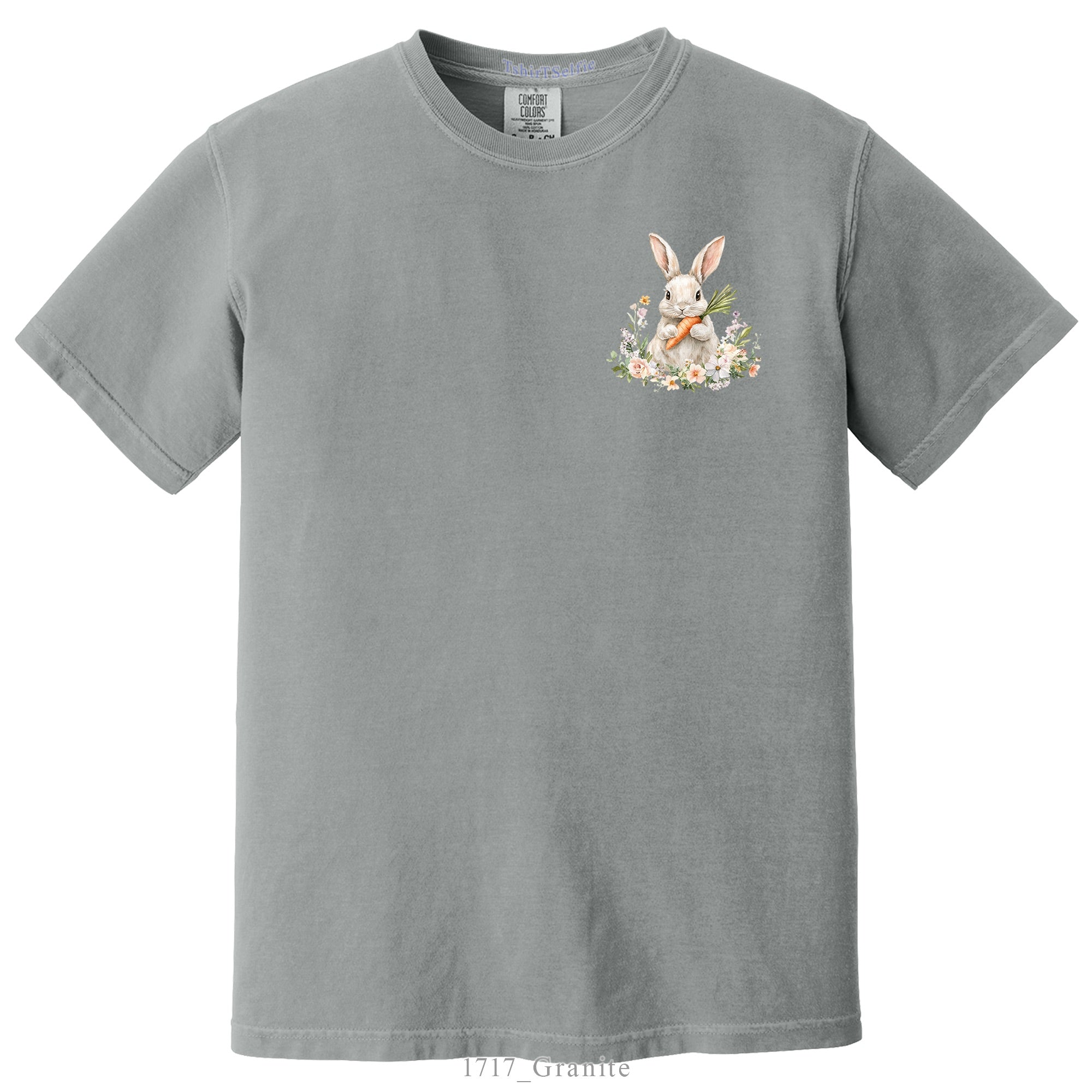 Patchwork Pattern Bunny with Heart Glasses Easter DTF Printed T-Shirt