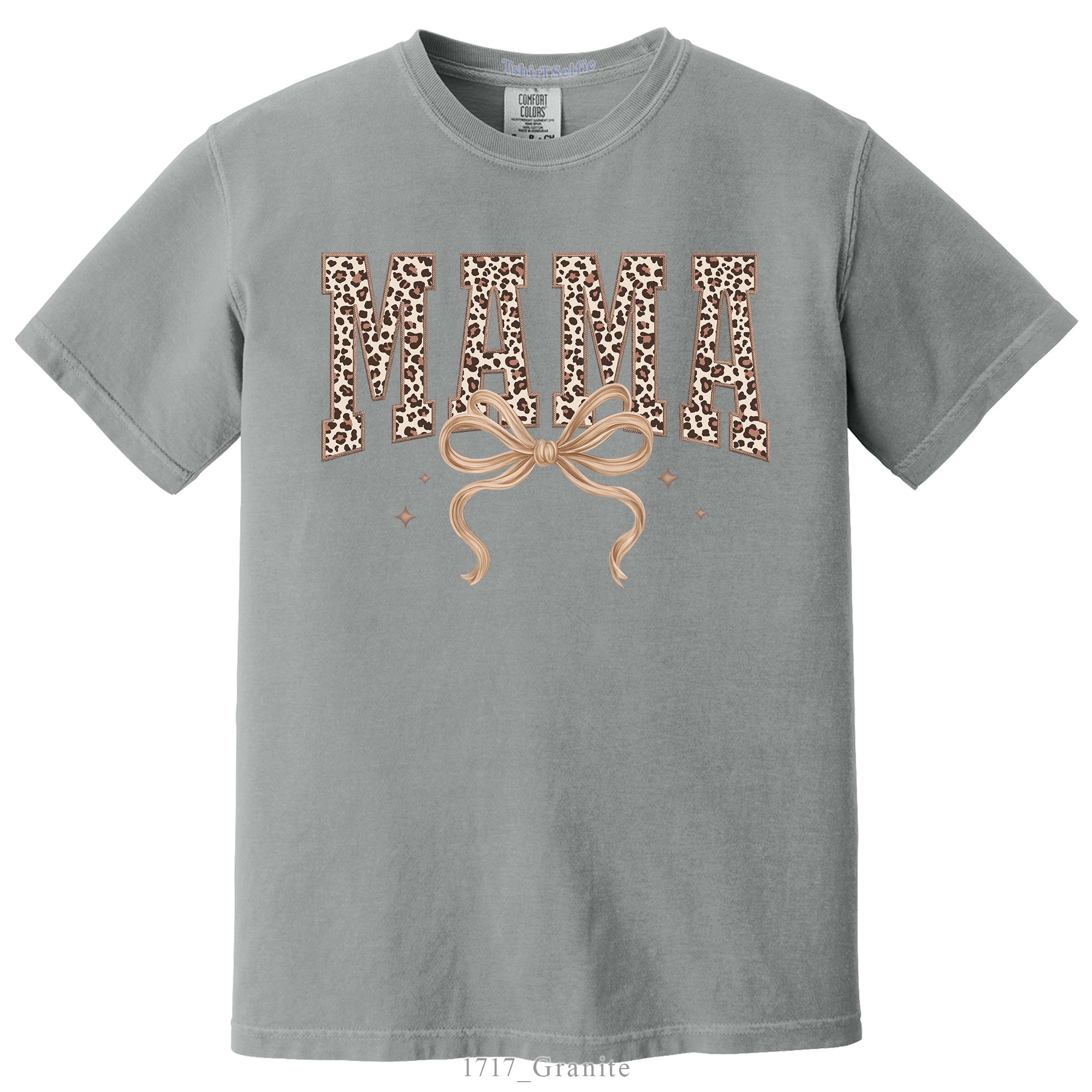 Leopard Print Mama Lettered with Bow Detail DTF Printed T-Shirt