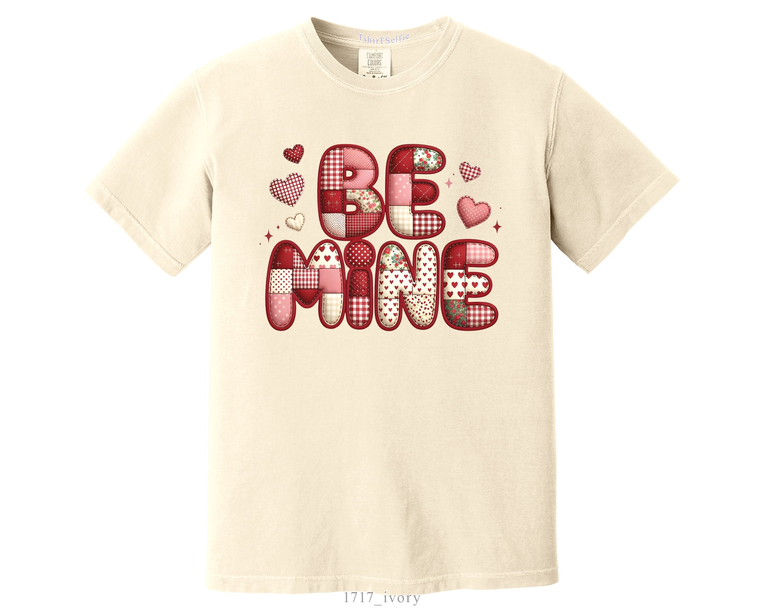 Be Mine Patchwork Heart Valentine’s Day T-Shirt - Retro Aesthetic Comfort Fit Graphic Tee