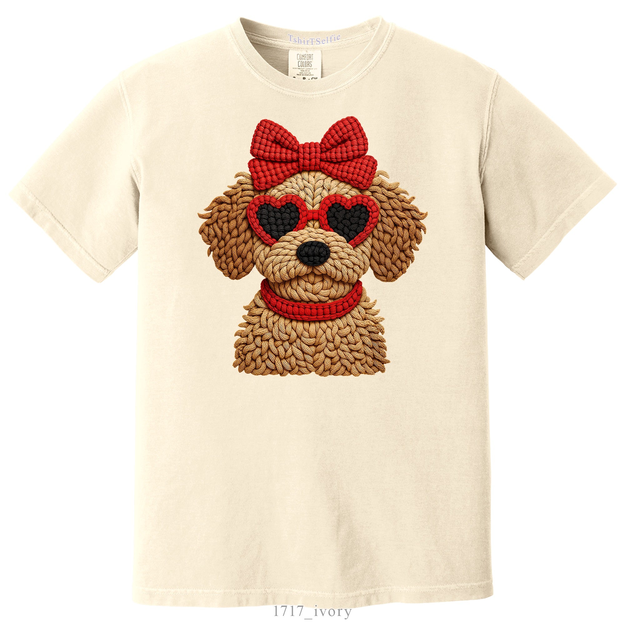 Comfort Colors Pepper Gray Heart Sunglasses Goldendoodle Graphic Tee - 3D Knit Effect Digital Print
