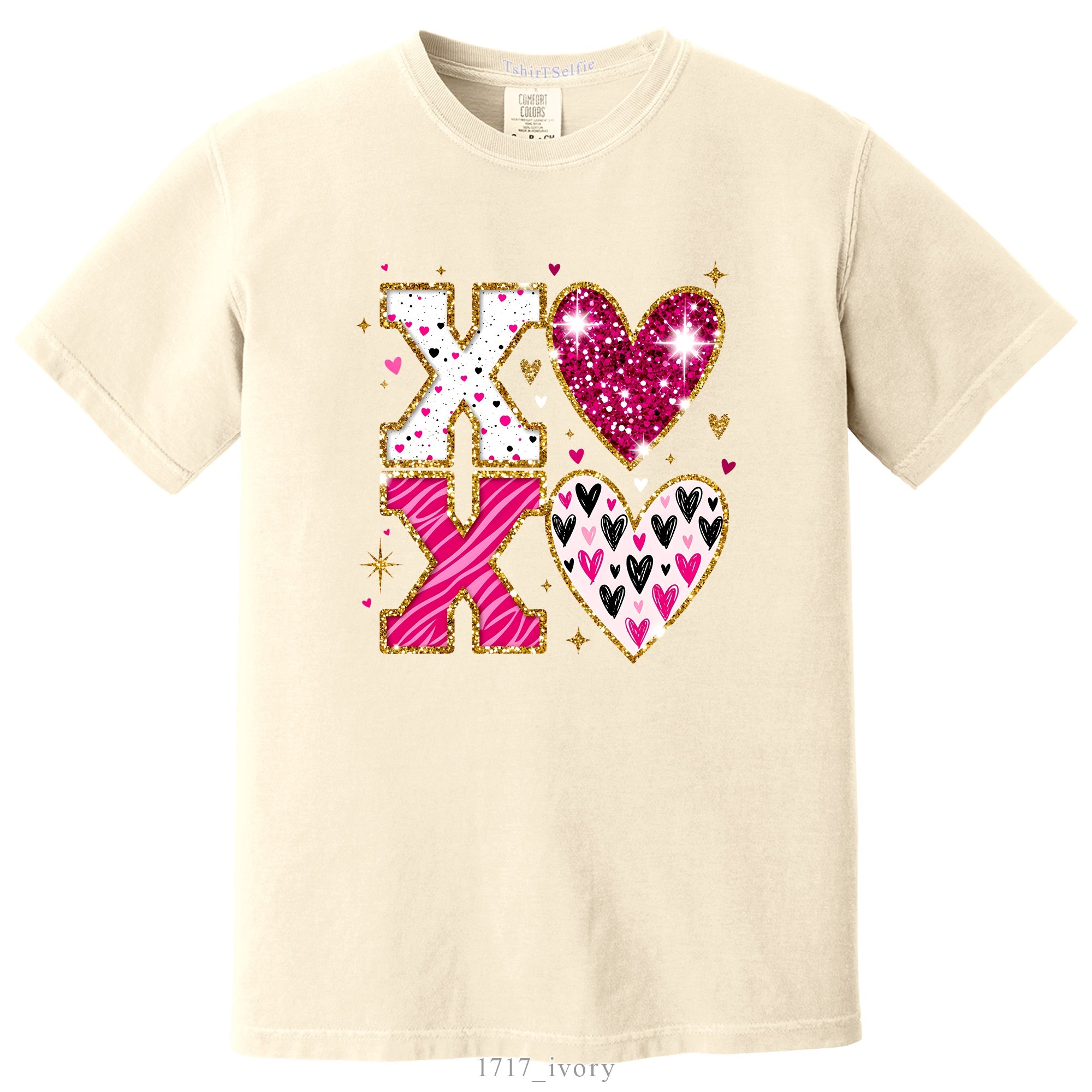 Sparkling XOXO Valentines Day Themed DTF Printed T-Shirt