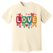 Knitted Texture Colorful Love Lettered Valentines Day DTF Printed T-Shirt