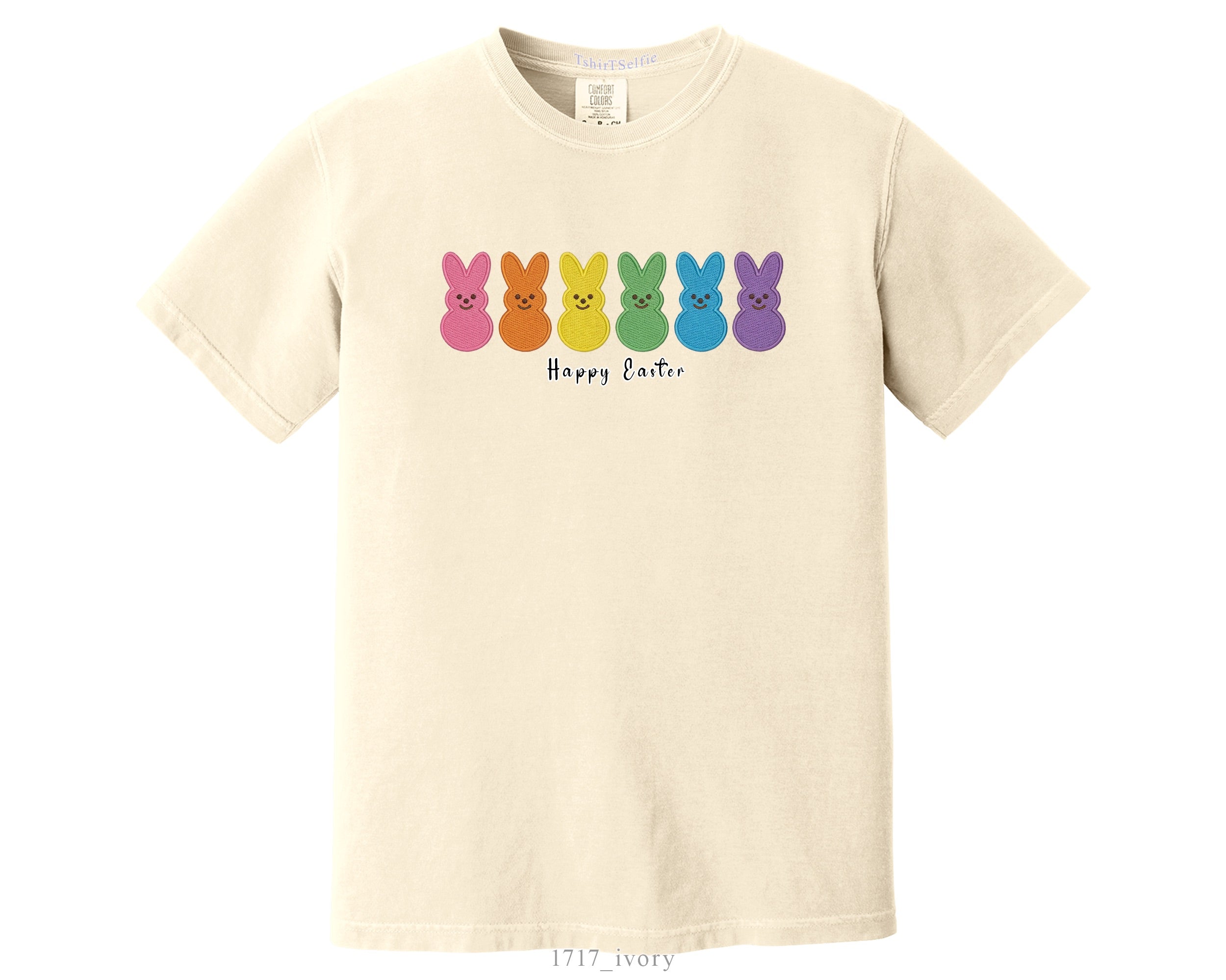 Rainbow Peeps Bunny Happy Easter Shirt - Festive Spring Holiday Graphic Tee