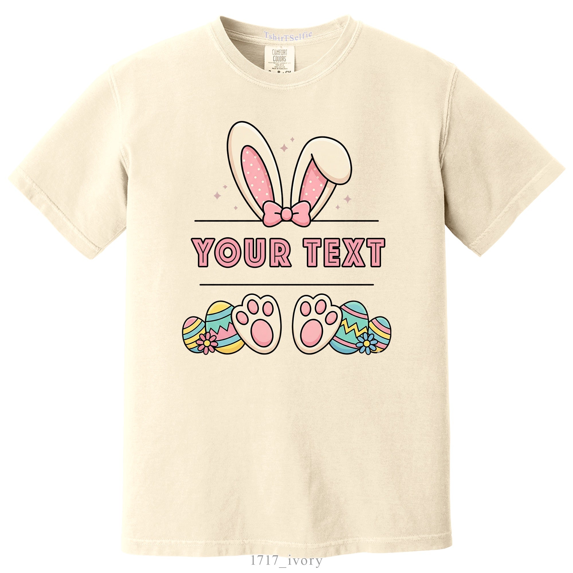 Easter Bunny Ears and Feet Themed DTF Printed Customizable T-Shirt