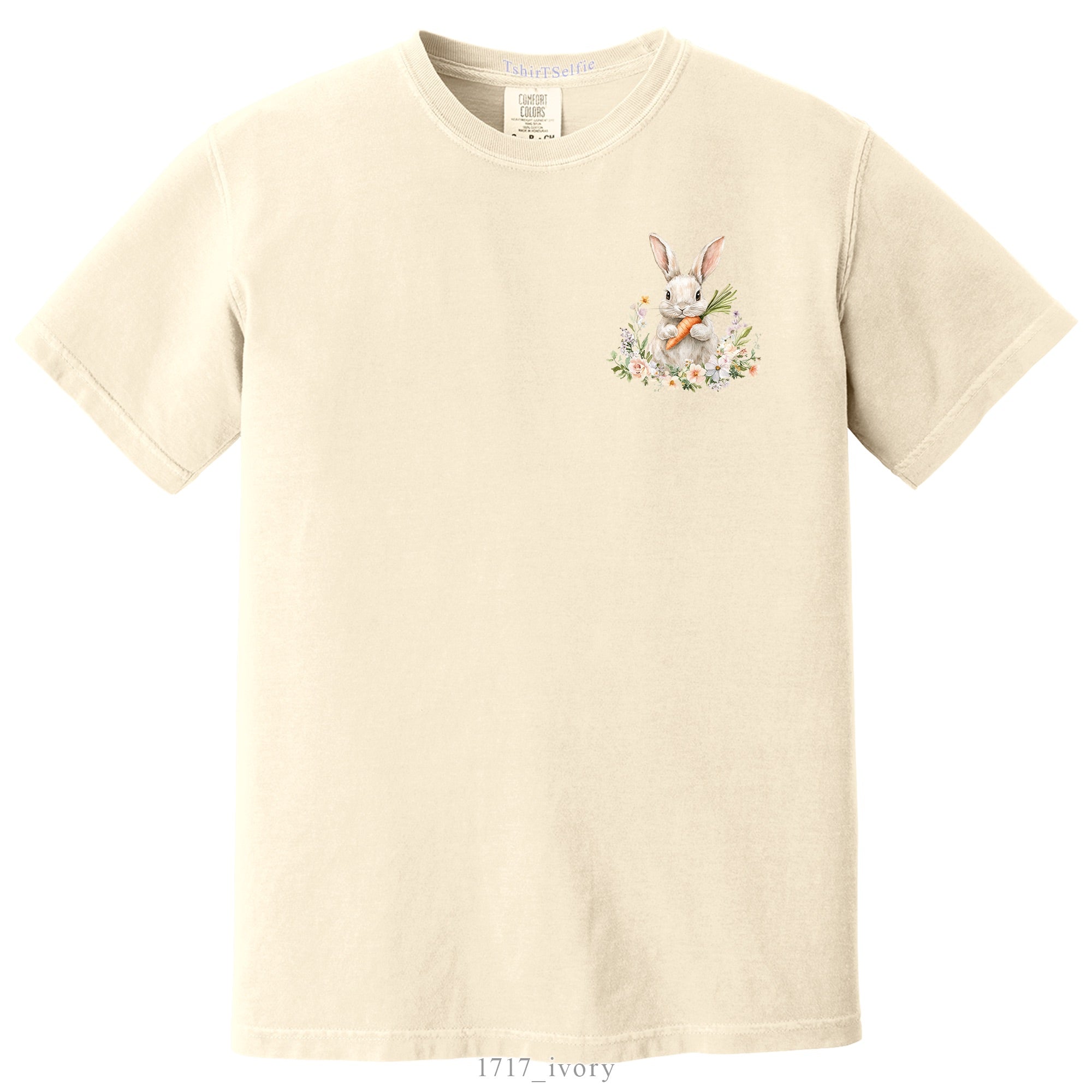 Patchwork Pattern Bunny with Heart Glasses Easter DTF Printed T-Shirt