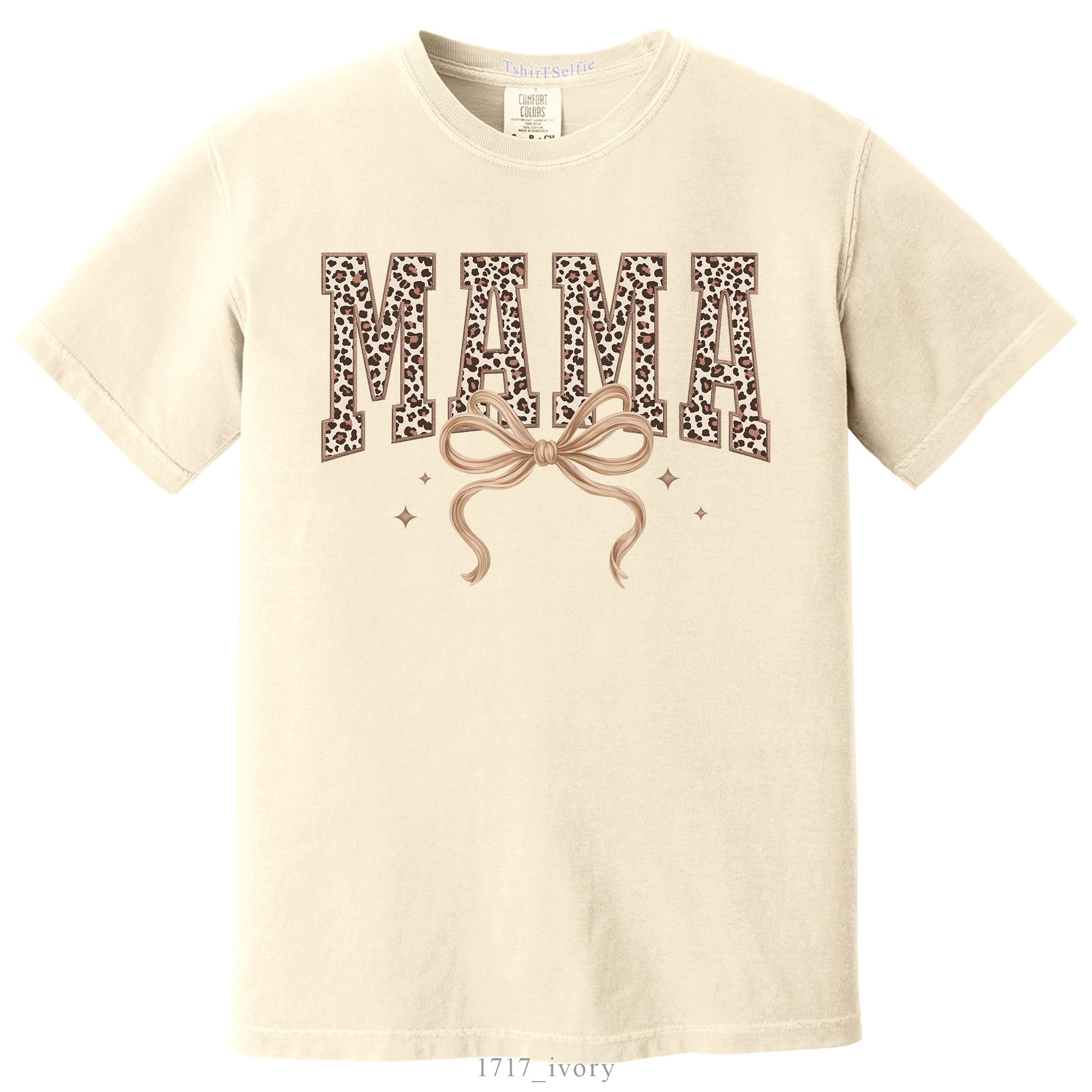Leopard Print Mama Lettered with Bow Detail DTF Printed T-Shirt