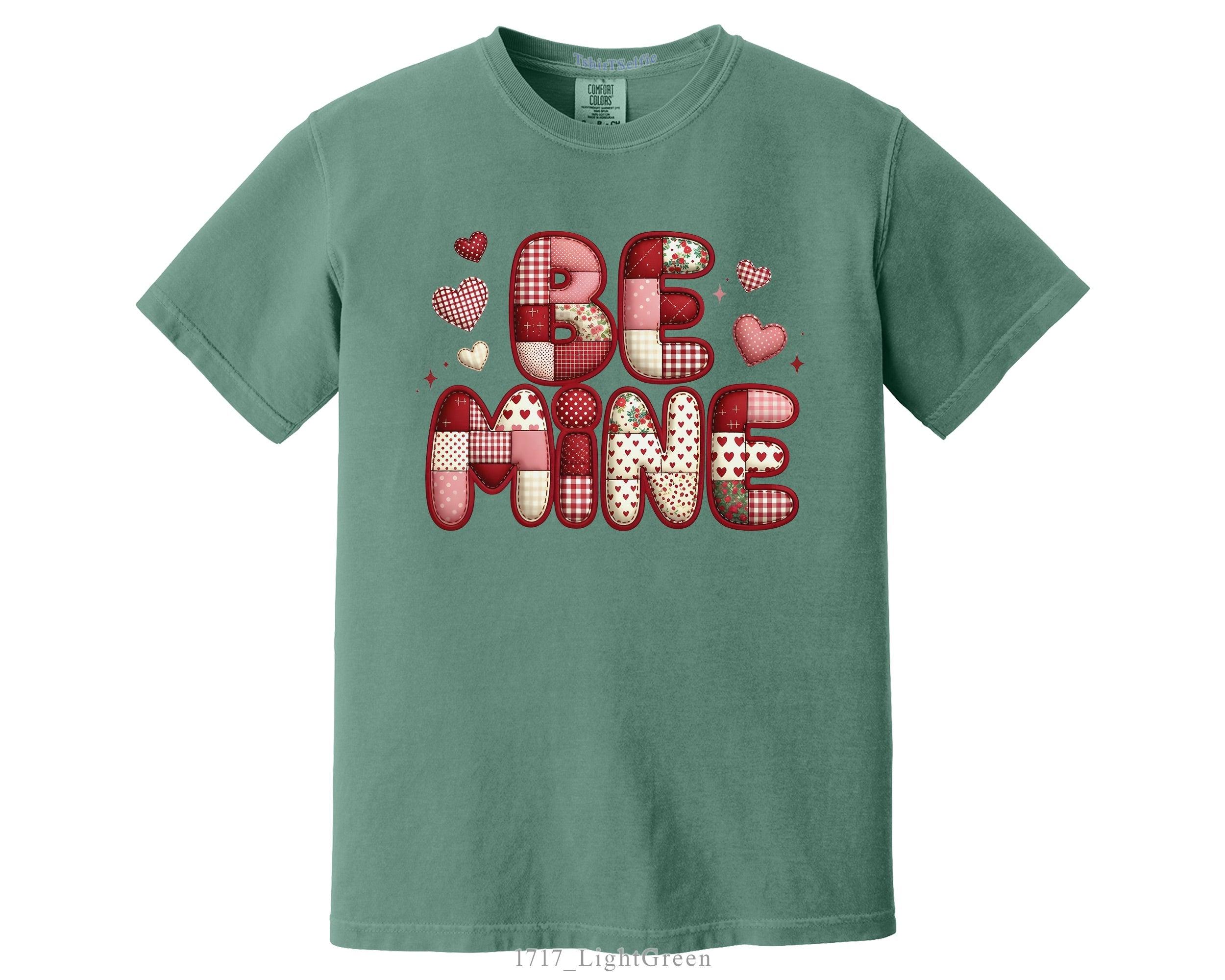 Be Mine Patchwork Heart Valentine’s Day T-Shirt - Retro Aesthetic Comfort Fit Graphic Tee
