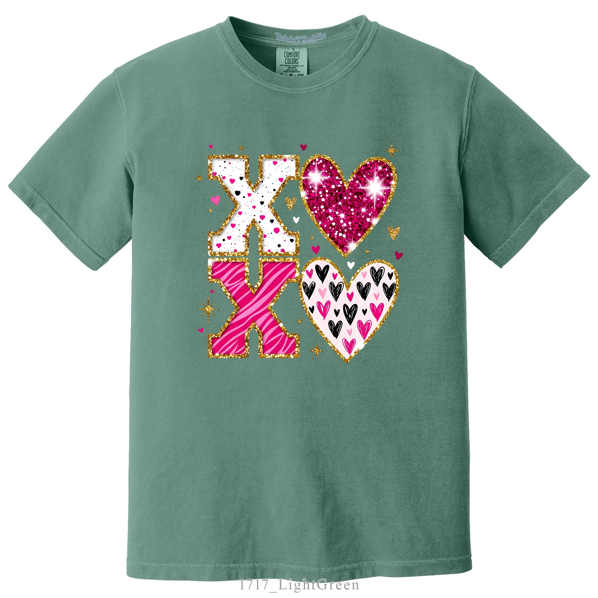 Sparkling XOXO Valentines Day Themed DTF Printed T-Shirt