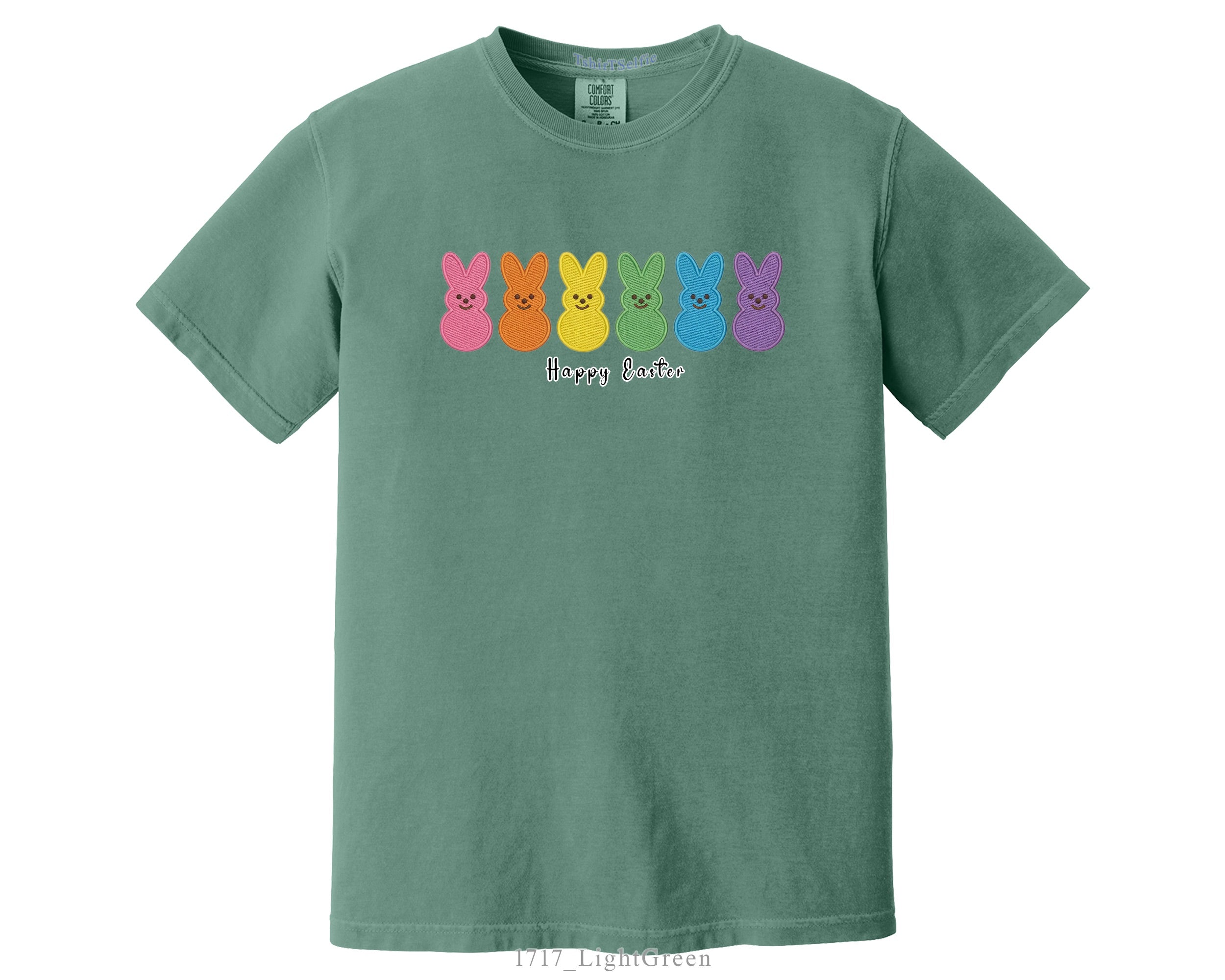 Rainbow Peeps Bunny Happy Easter Shirt - Festive Spring Holiday Graphic Tee