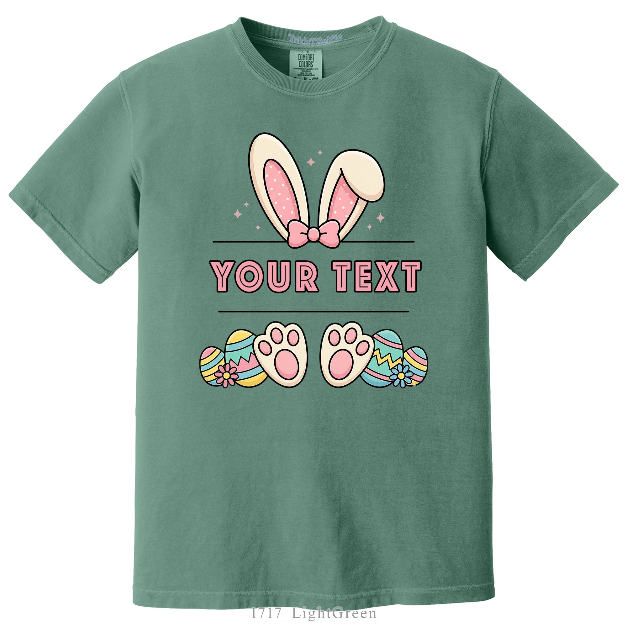 Easter Bunny Ears and Feet Themed DTF Printed Customizable T-Shirt