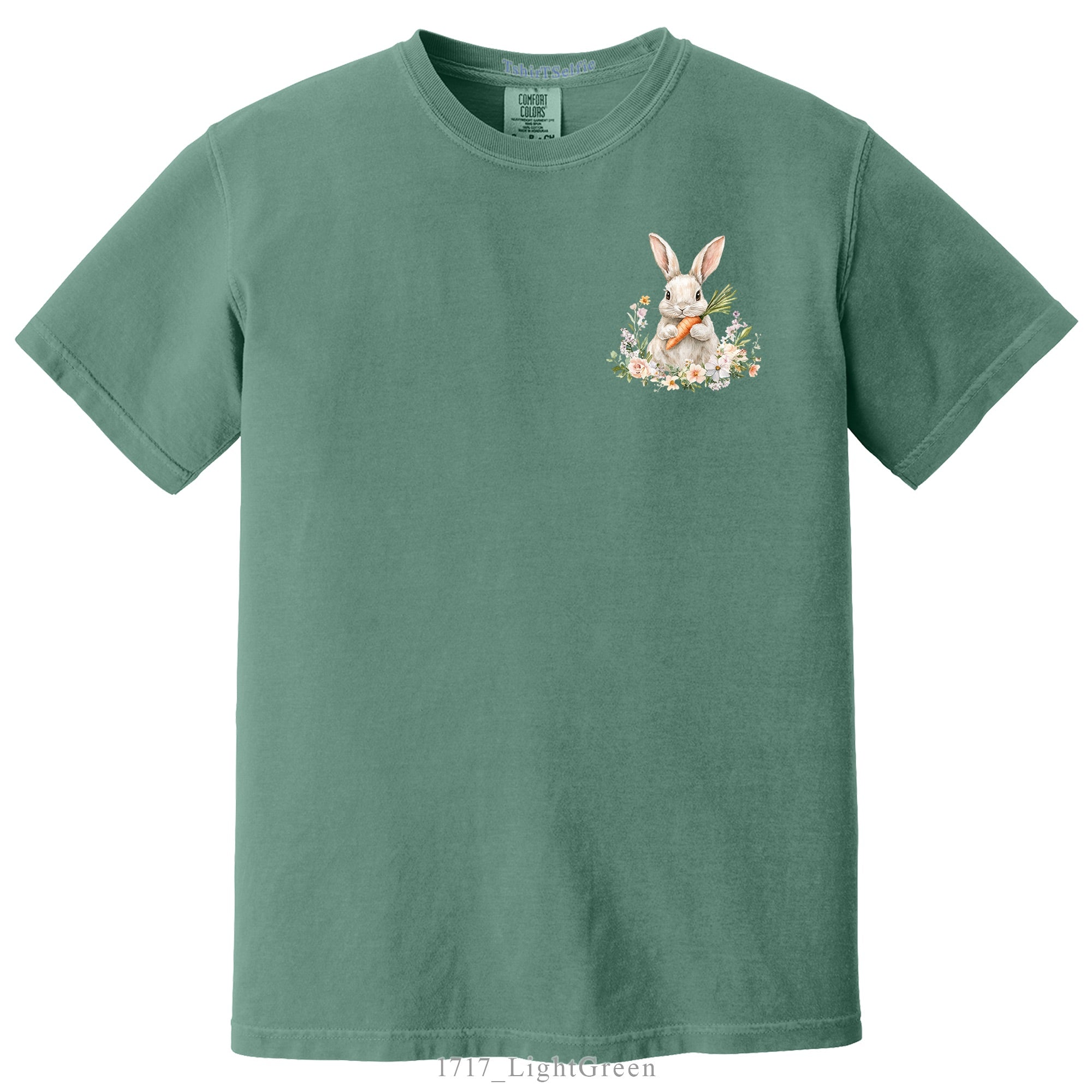 Patchwork Pattern Bunny with Heart Glasses Easter DTF Printed T-Shirt