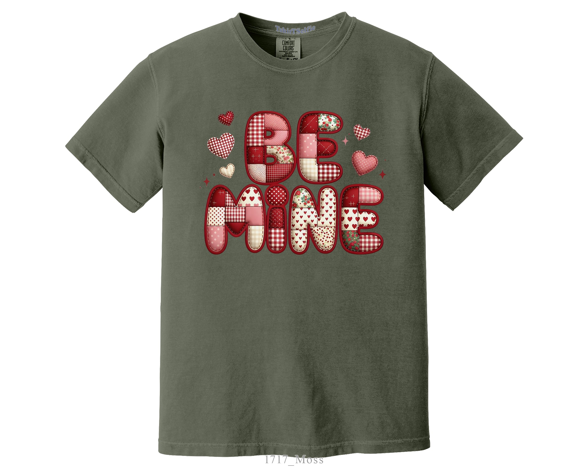 Be Mine Patchwork Heart Valentine’s Day T-Shirt - Retro Aesthetic Comfort Fit Graphic Tee