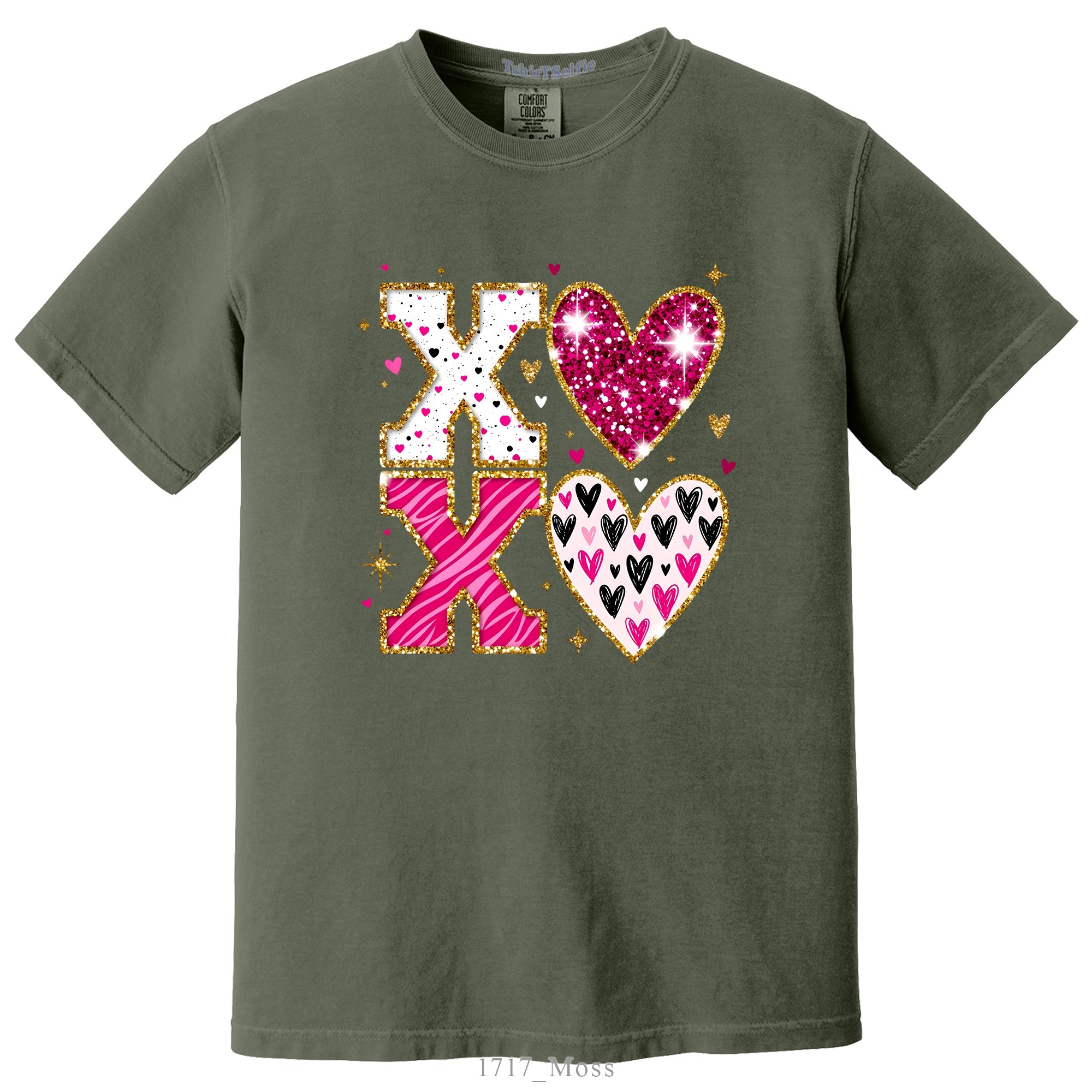 Sparkling XOXO Valentines Day Themed DTF Printed T-Shirt