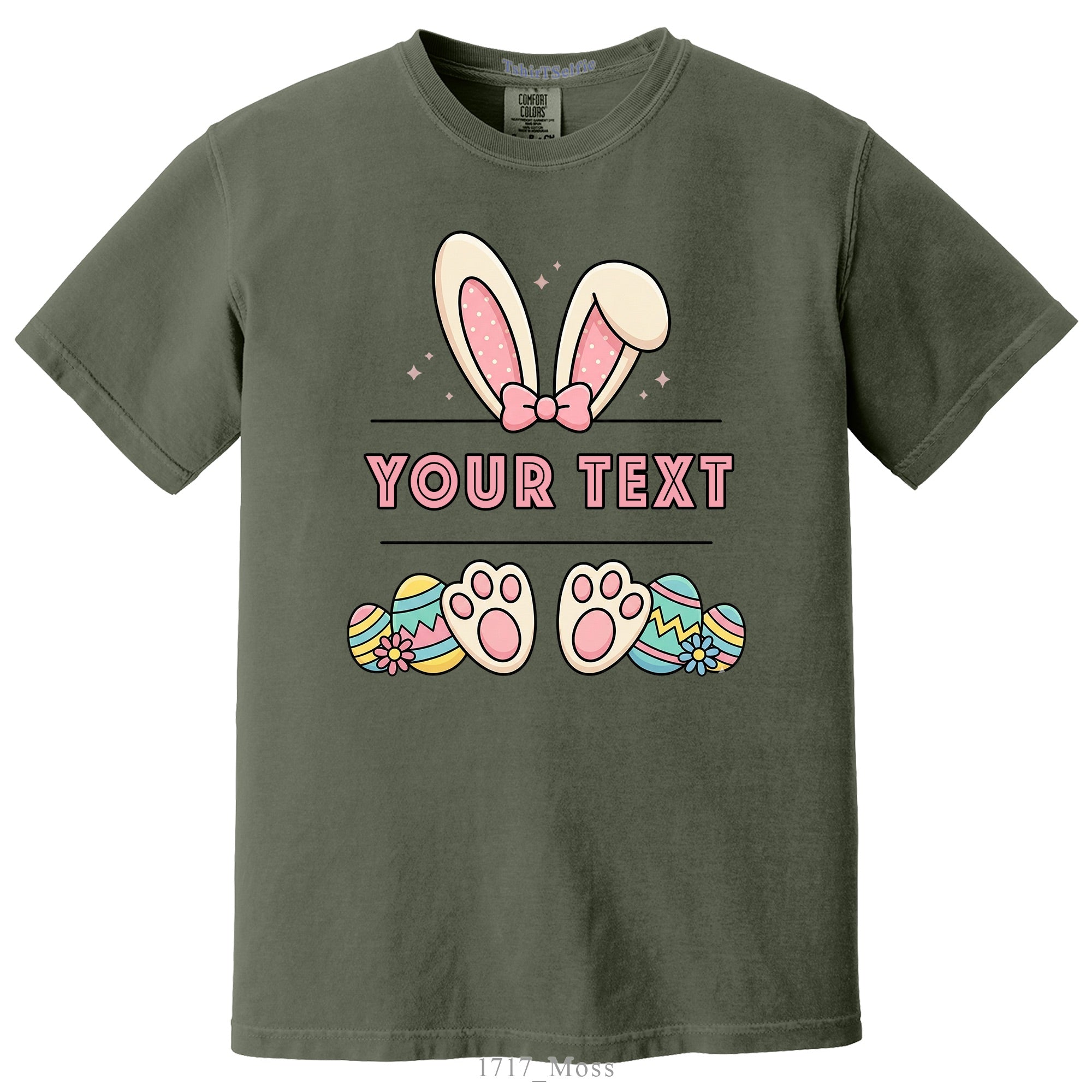 Easter Bunny Ears and Feet Themed DTF Printed Customizable T-Shirt