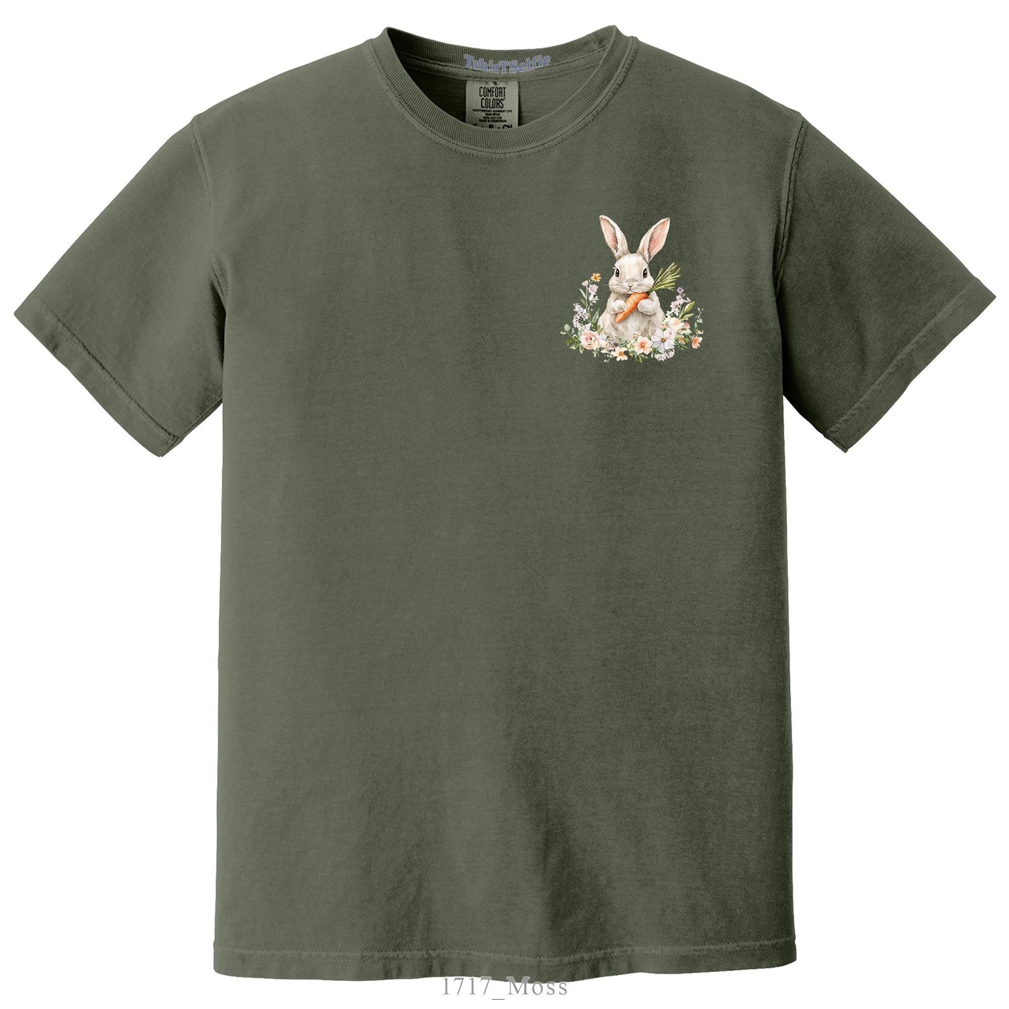 Patchwork Pattern Bunny with Heart Glasses Easter DTF Printed T-Shirt