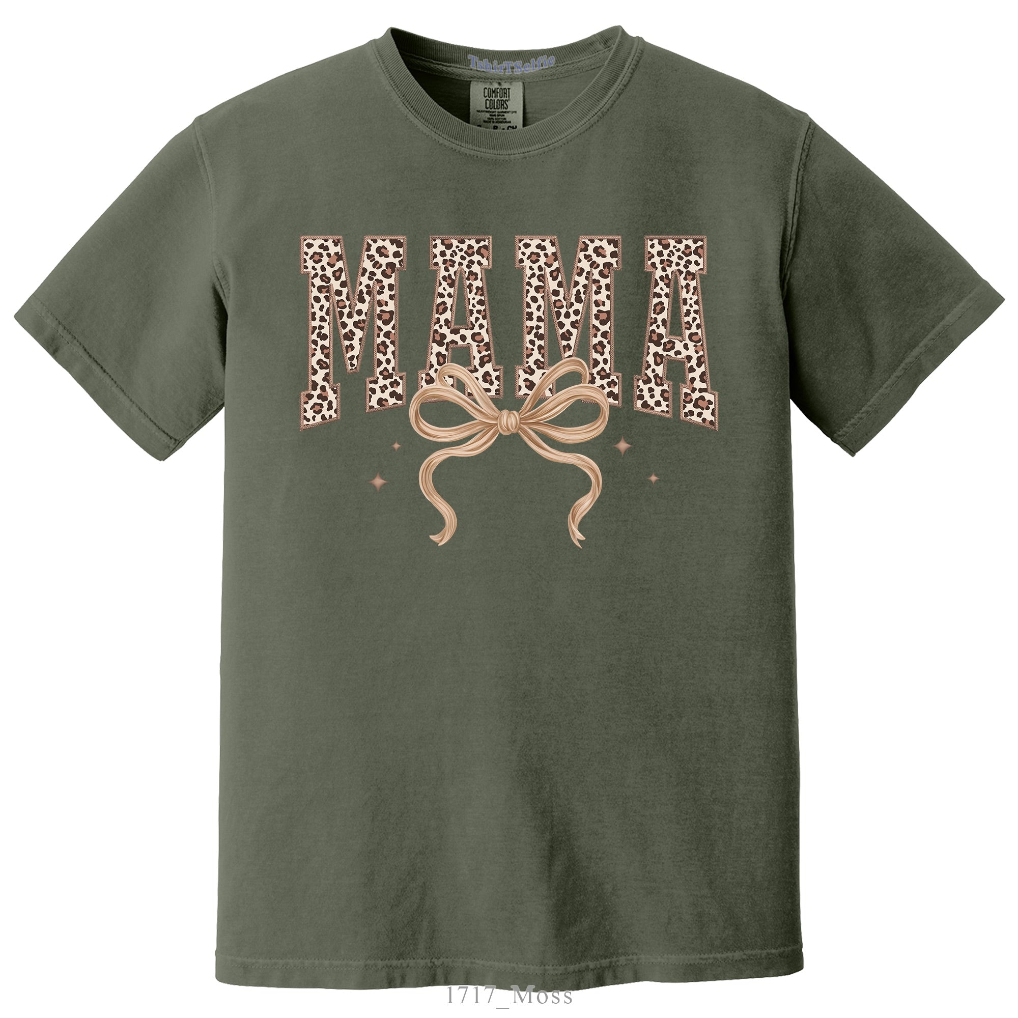 Leopard Print Mama Lettered with Bow Detail DTF Printed T-Shirt