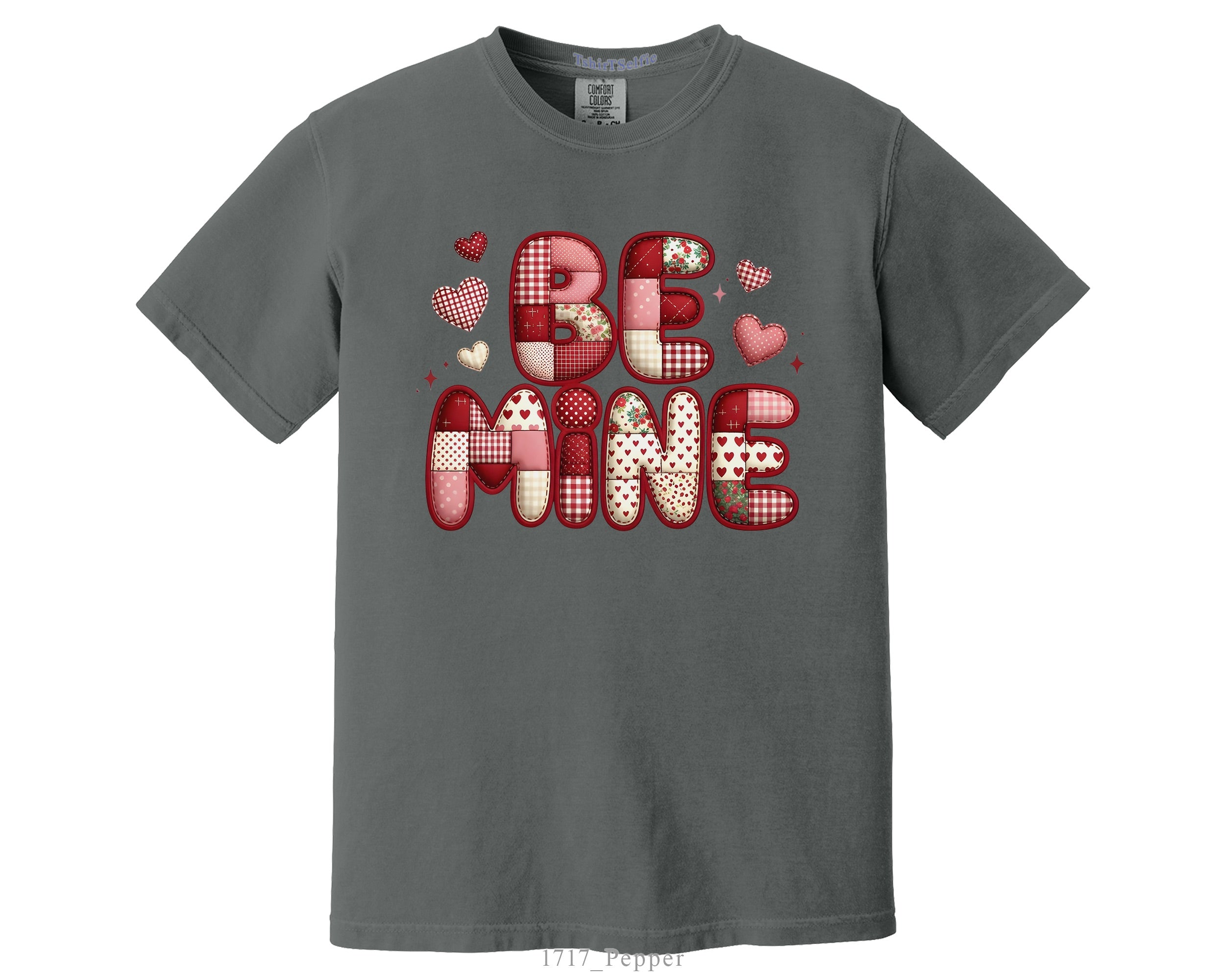 Be Mine Patchwork Heart Valentine’s Day T-Shirt - Retro Aesthetic Comfort Fit Graphic Tee