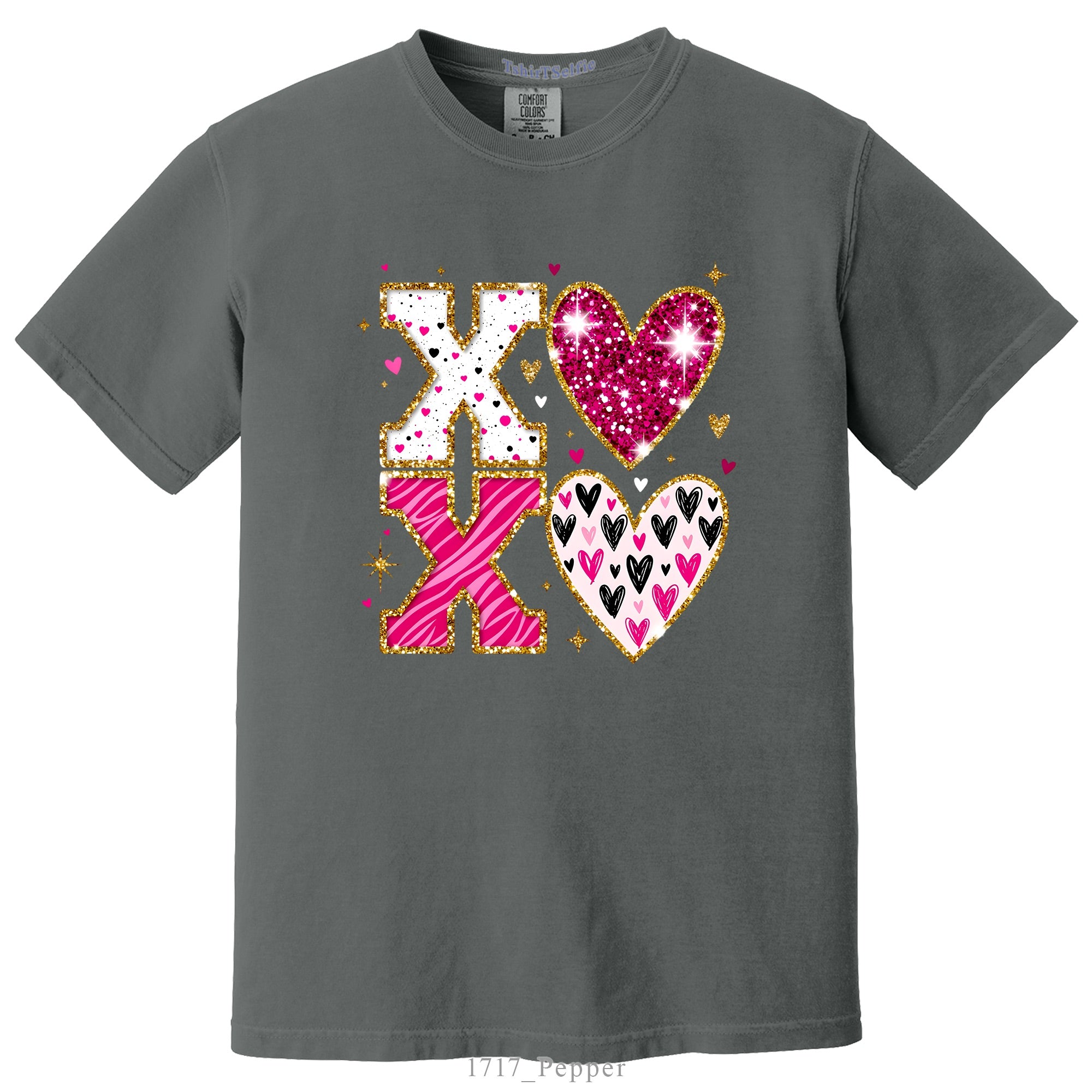 Sparkling XOXO Valentines Day Themed DTF Printed T-Shirt