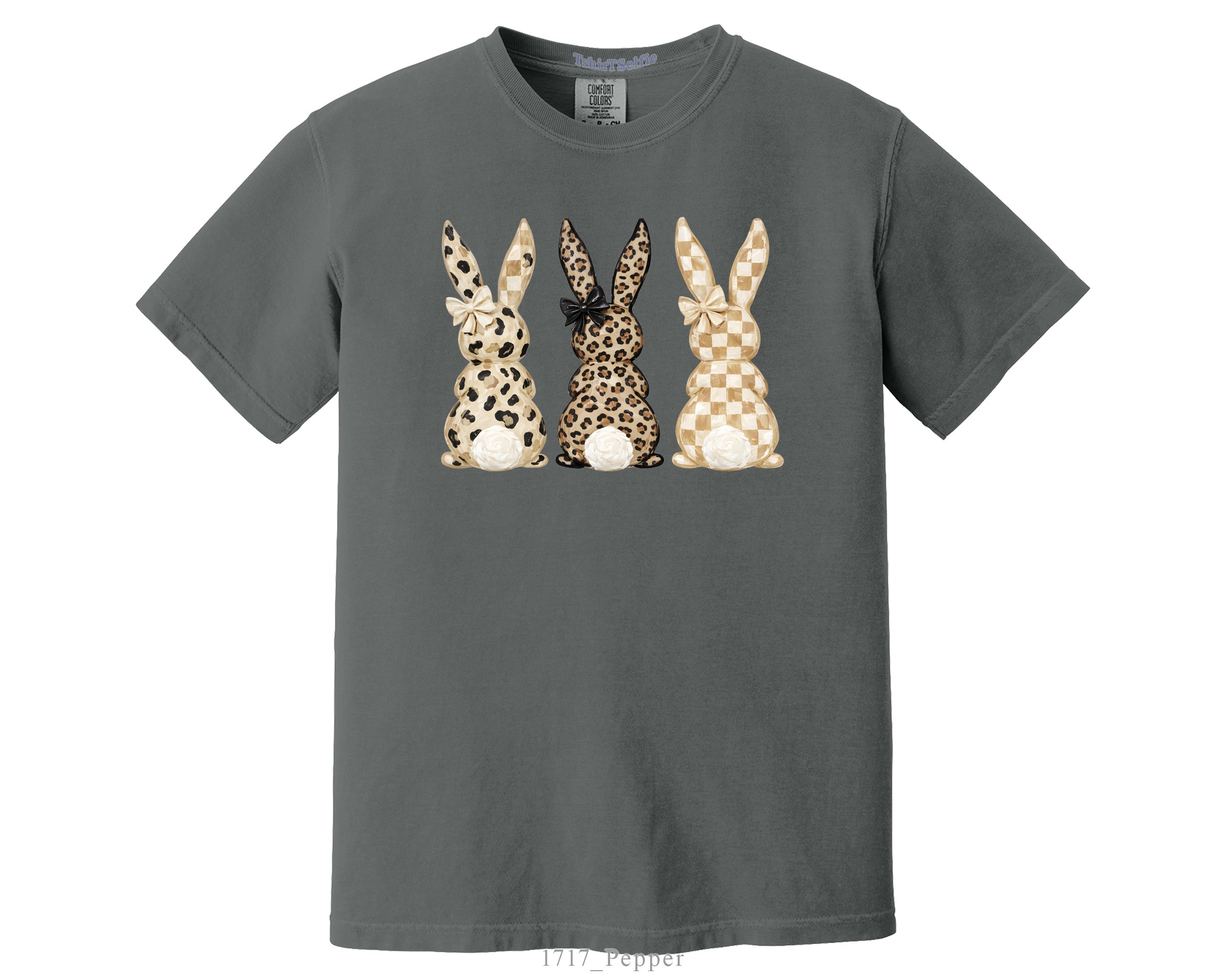 Easter Leopard and Checkerboard Patterned Modern Bunny DTF Printed T-Shirt