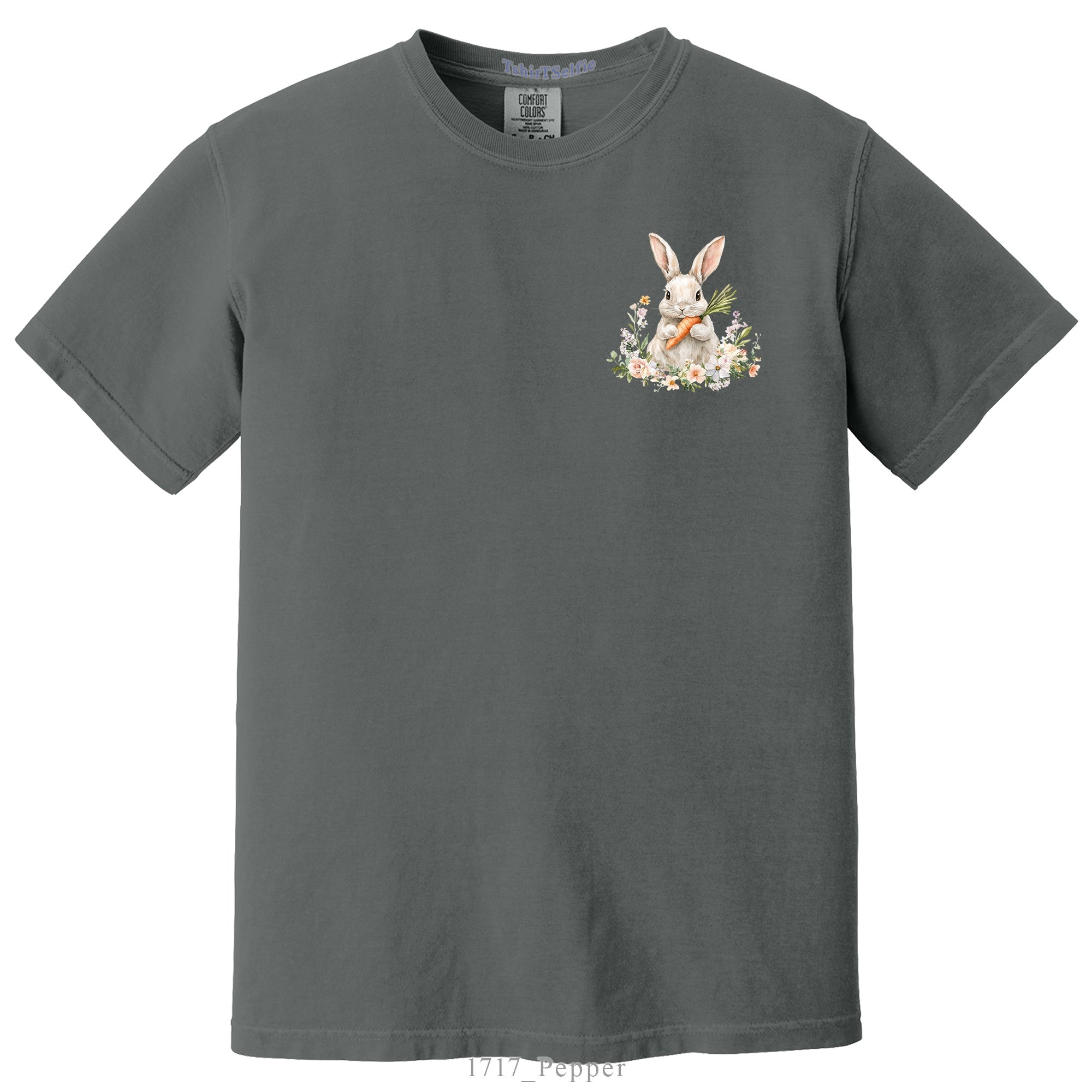 Patchwork Pattern Bunny with Heart Glasses Easter DTF Printed T-Shirt