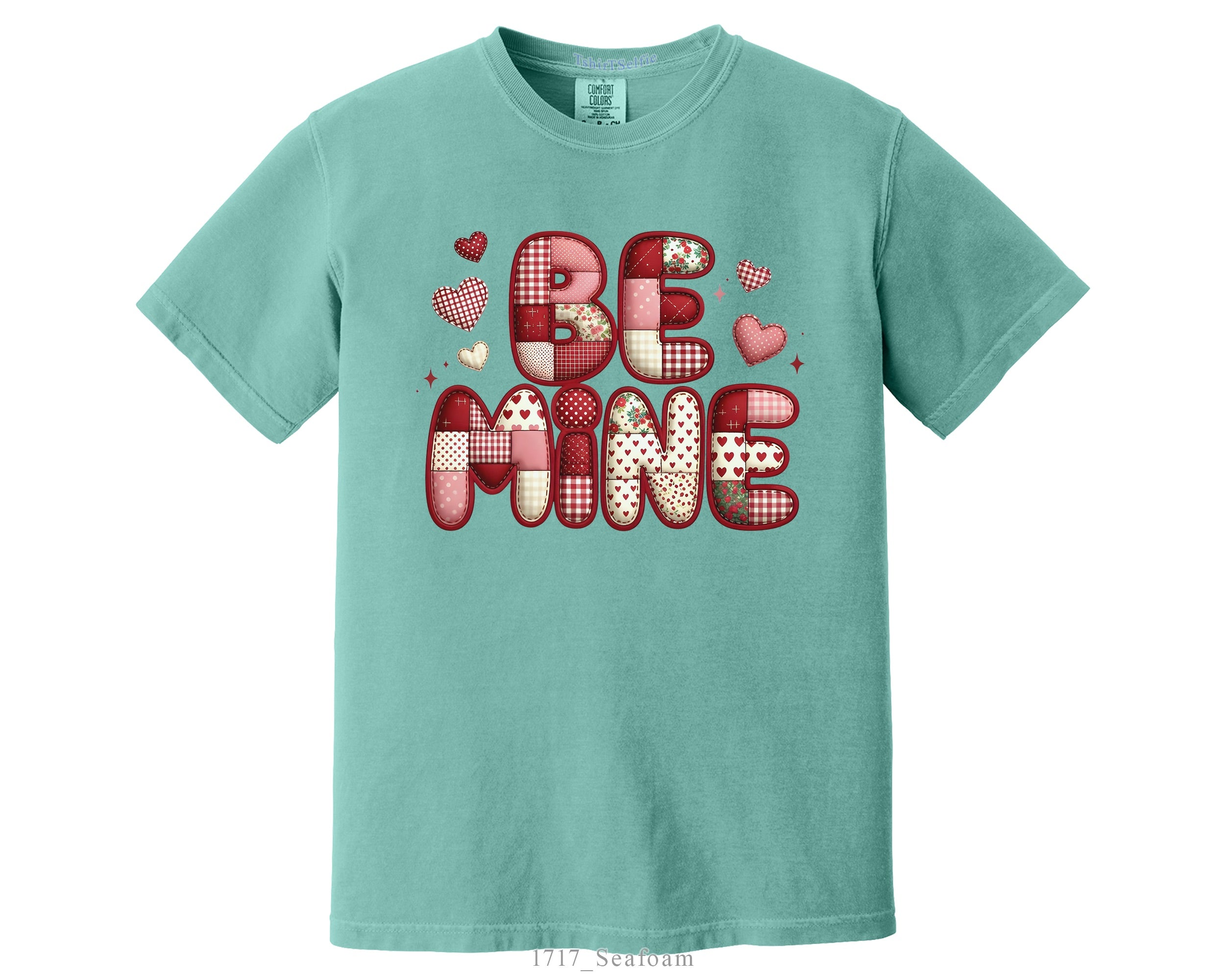 Be Mine Patchwork Heart Valentine’s Day T-Shirt - Retro Aesthetic Comfort Fit Graphic Tee
