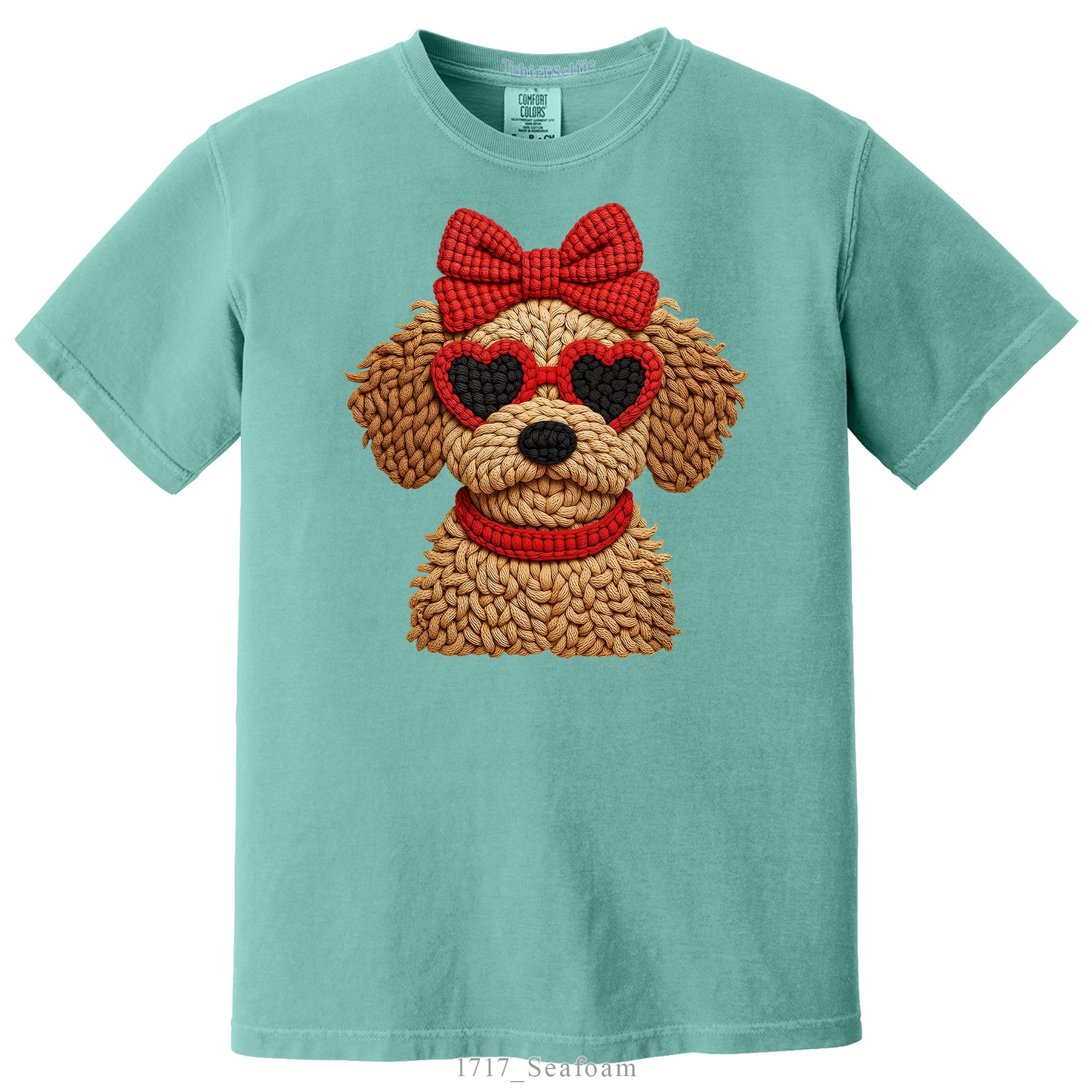 Comfort Colors Pepper Gray Heart Sunglasses Goldendoodle Graphic Tee - 3D Knit Effect Digital Print