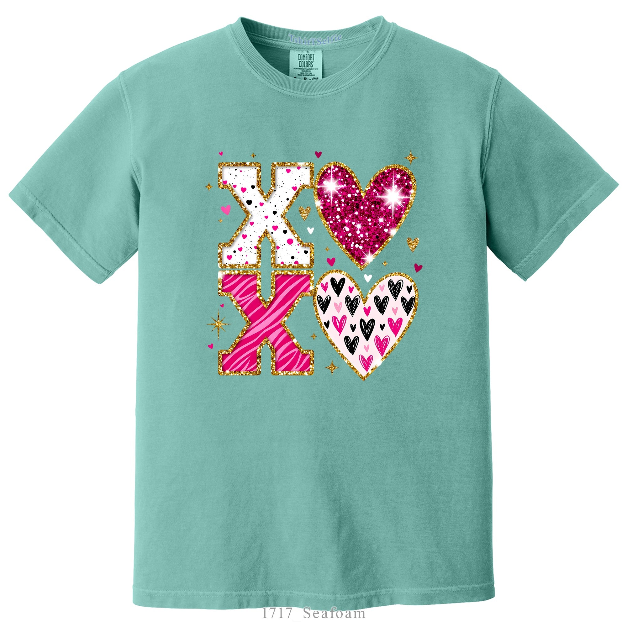Sparkling XOXO Valentines Day Themed DTF Printed T-Shirt