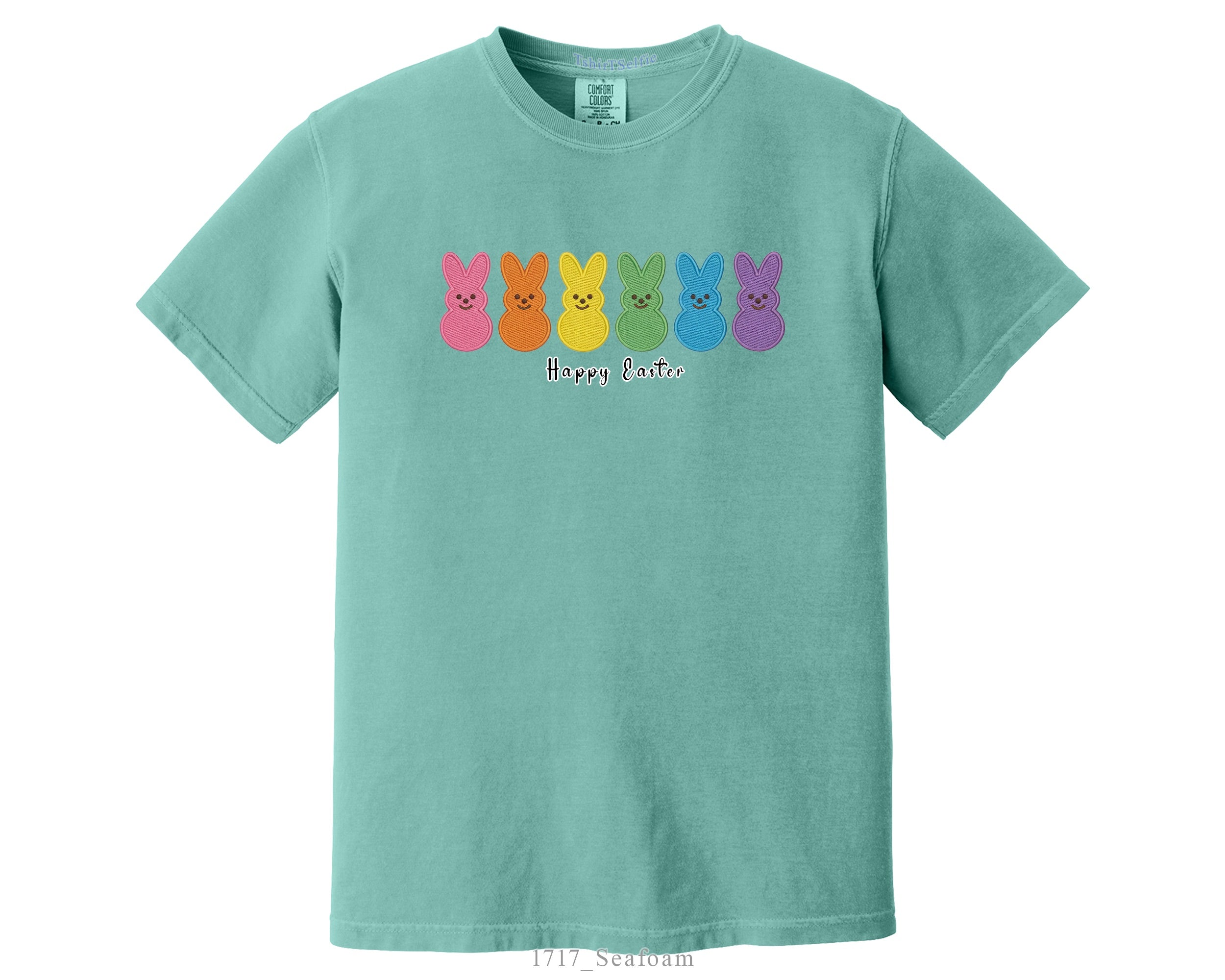 Rainbow Peeps Bunny Happy Easter Shirt - Festive Spring Holiday Graphic Tee