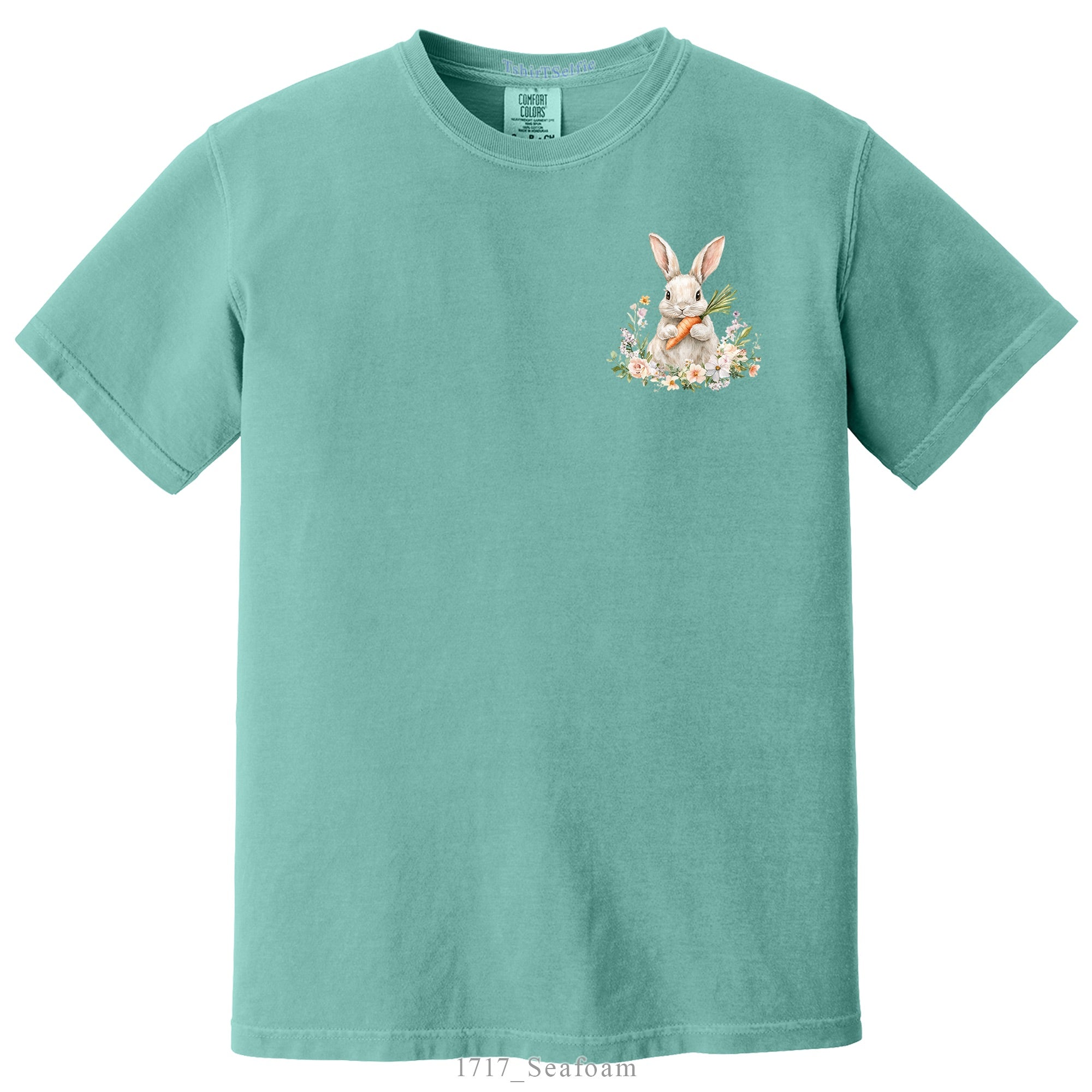 Patchwork Pattern Bunny with Heart Glasses Easter DTF Printed T-Shirt