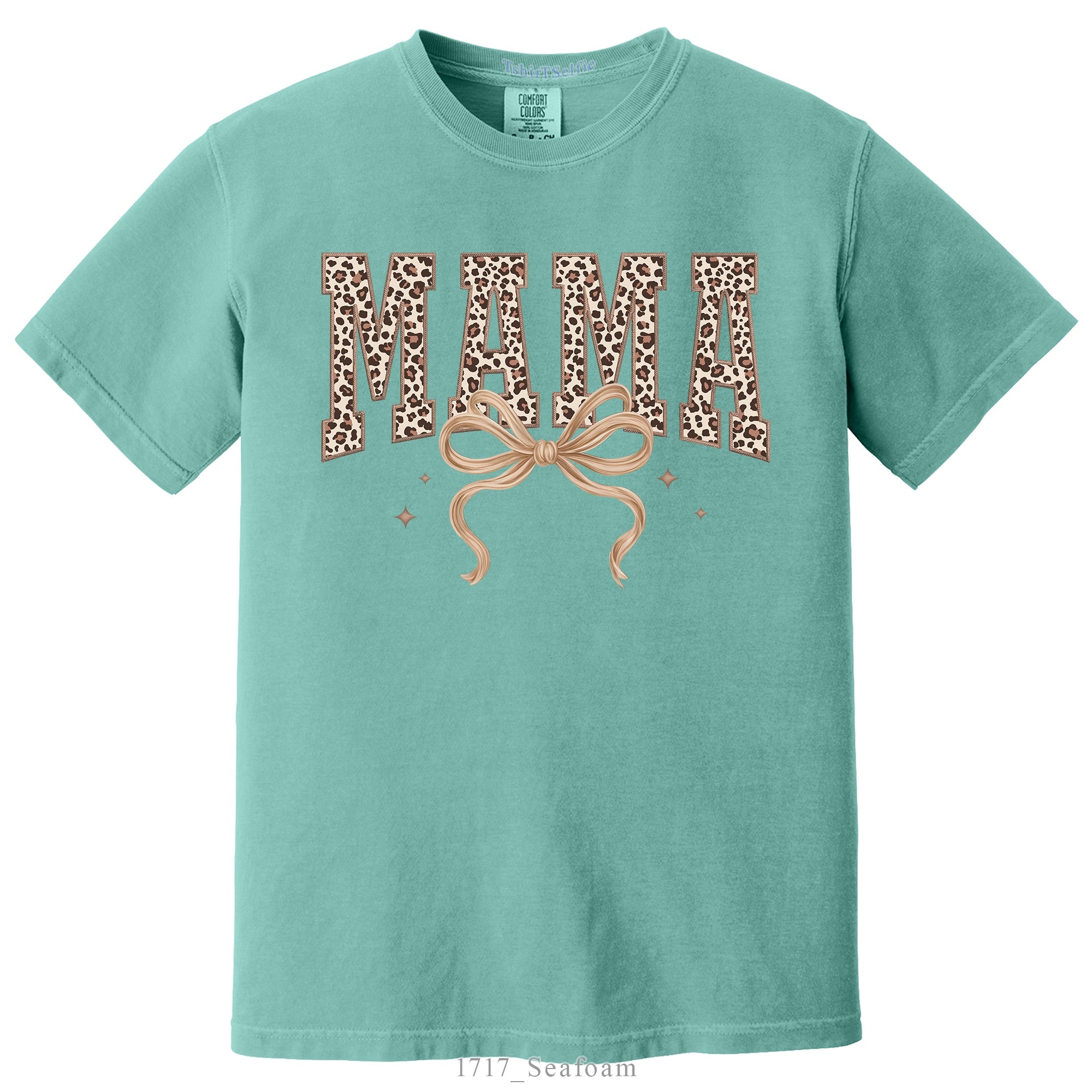 Leopard Print Mama Lettered with Bow Detail DTF Printed T-Shirt