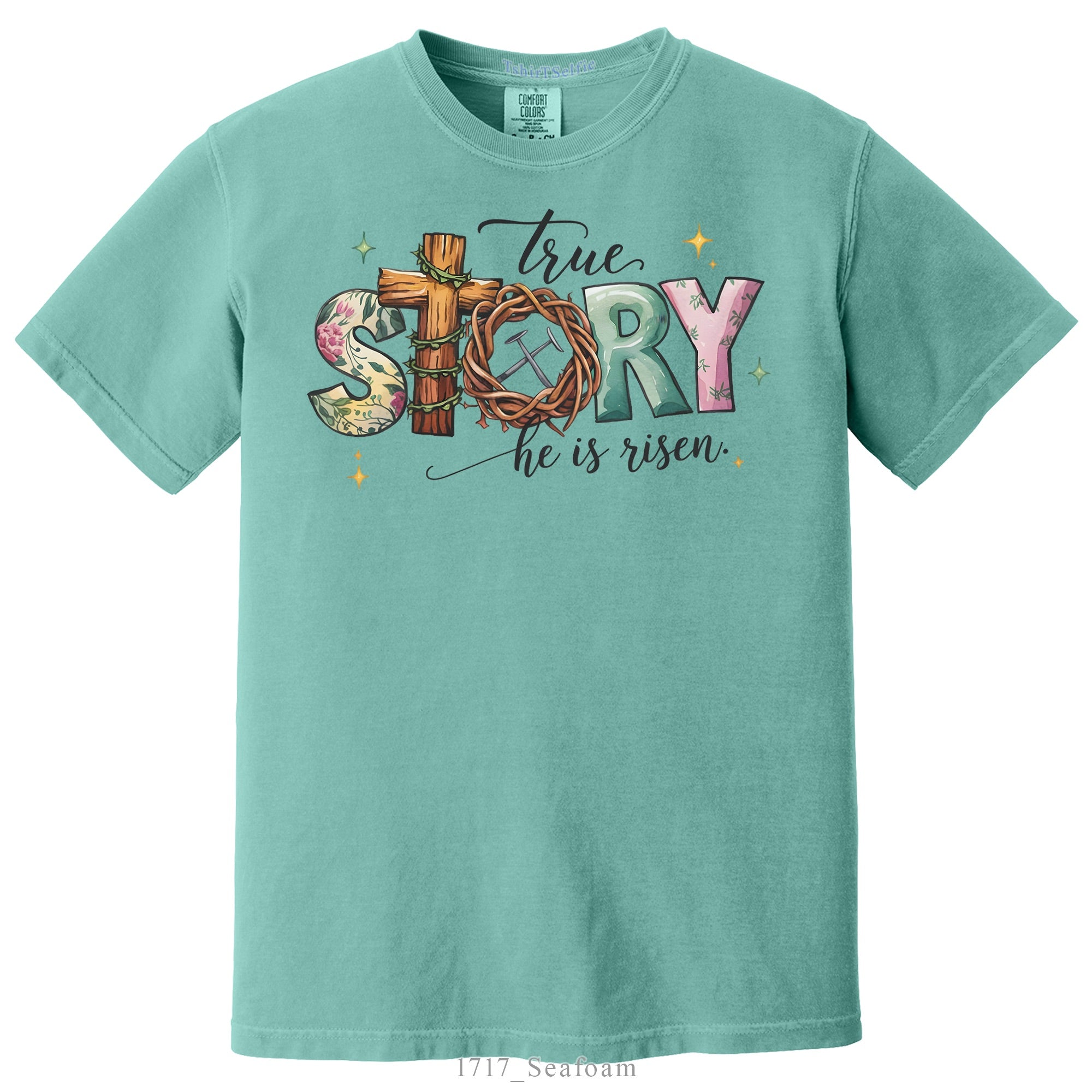 He Is Risen True Story Religious Easter DTF Printed T-Shirt