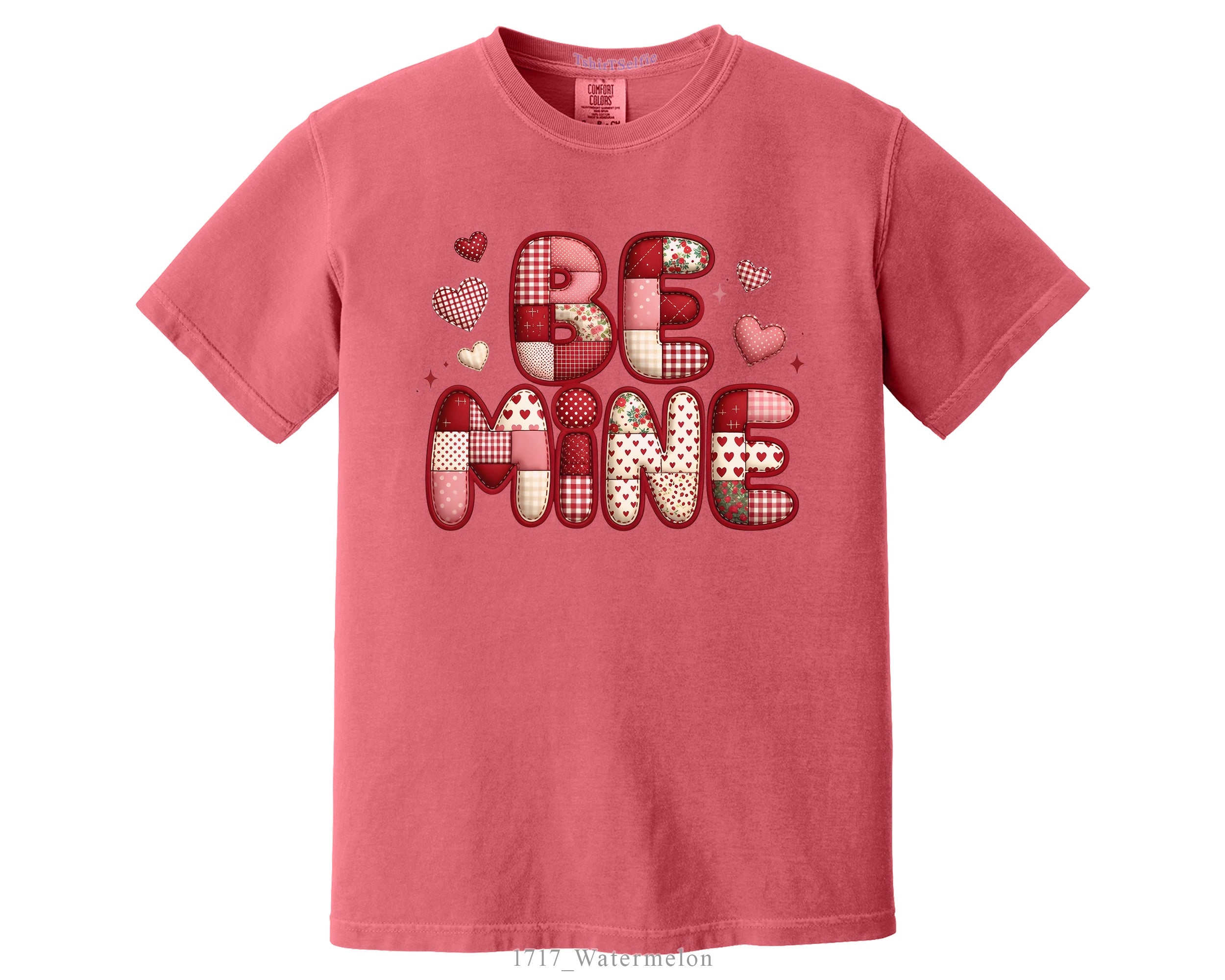 Be Mine Patchwork Heart Valentine’s Day T-Shirt - Retro Aesthetic Comfort Fit Graphic Tee