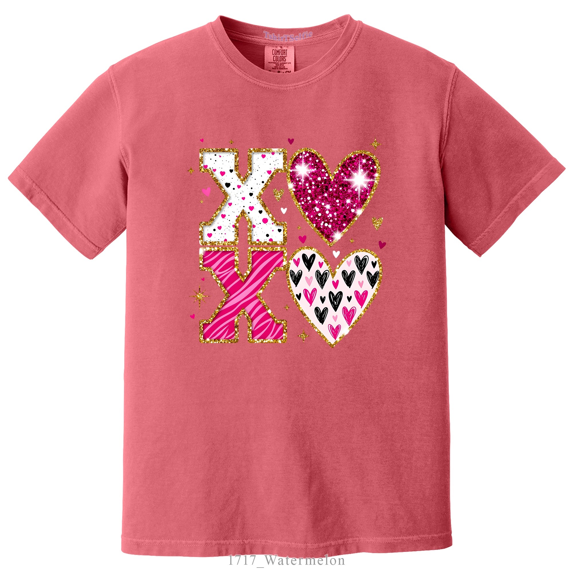 Sparkling XOXO Valentines Day Themed DTF Printed T-Shirt