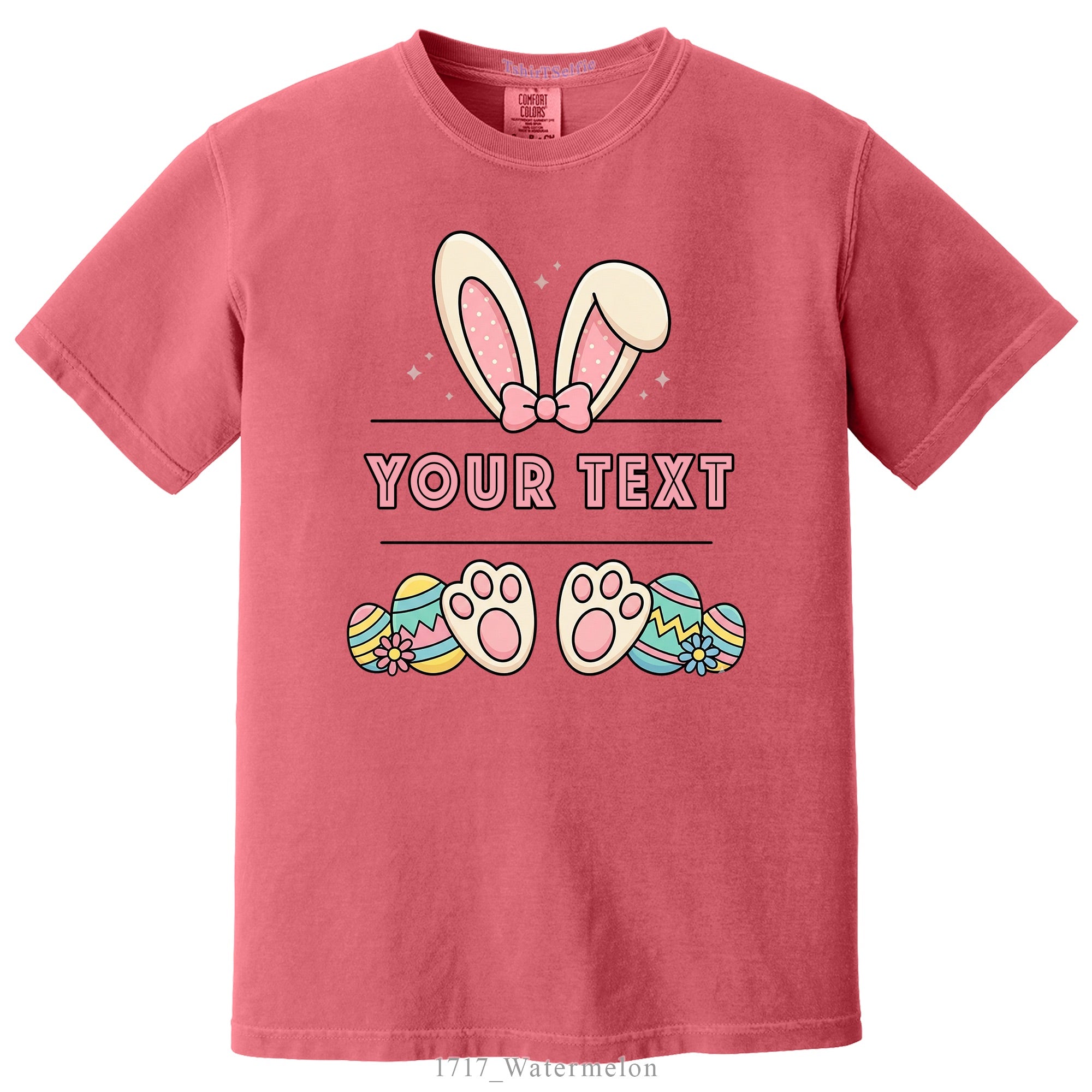 Easter Bunny Ears and Feet Themed DTF Printed Customizable T-Shirt
