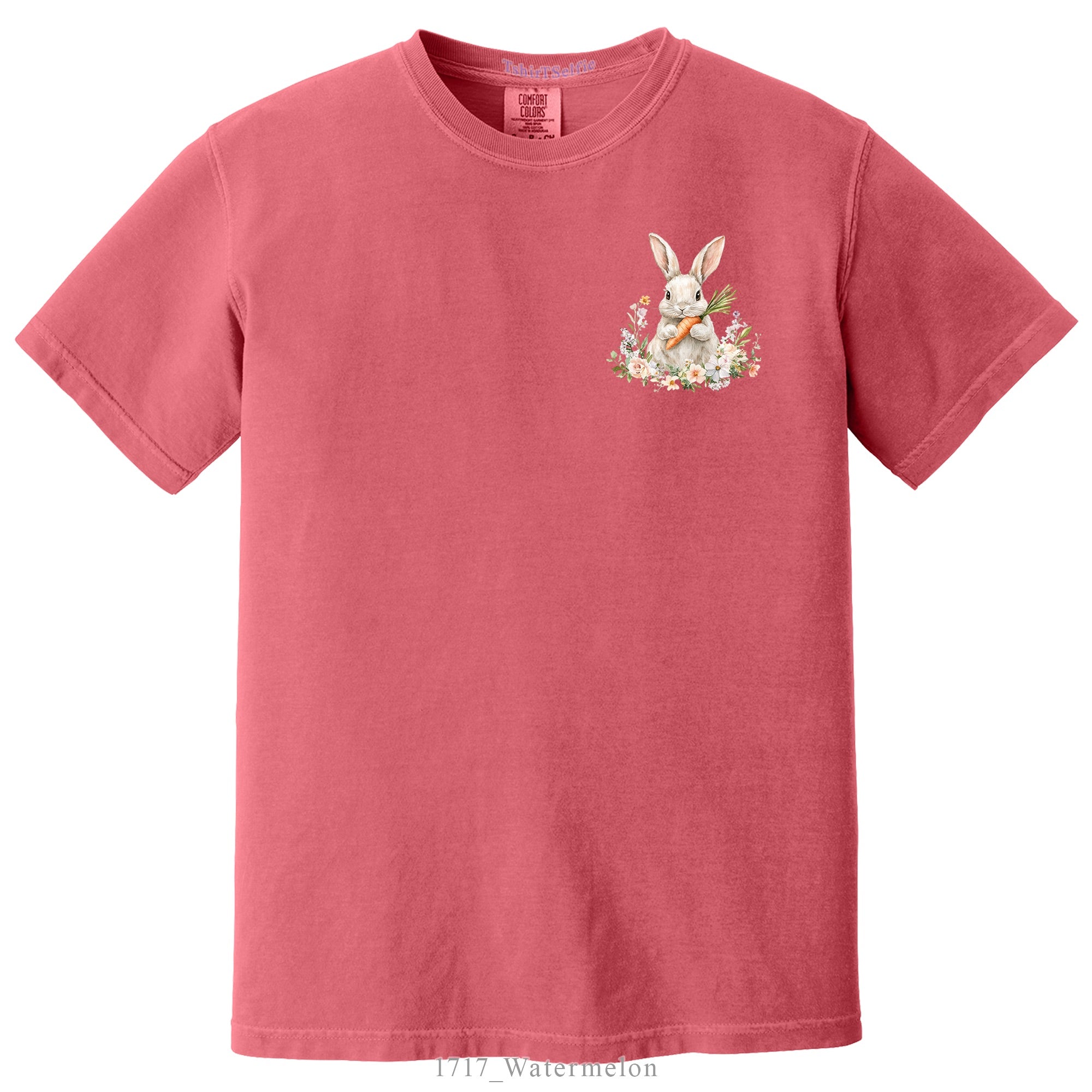 Patchwork Pattern Bunny with Heart Glasses Easter DTF Printed T-Shirt