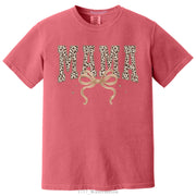 Leopard Print Mama Lettered with Bow Detail DTF Printed T-Shirt